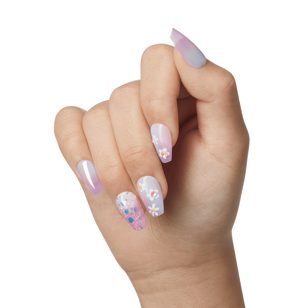 Impress Premium No Glue Fake Press On Nails - Portal | 3D & Jewel Design,  Purple, Medium, Coffin, Manicure