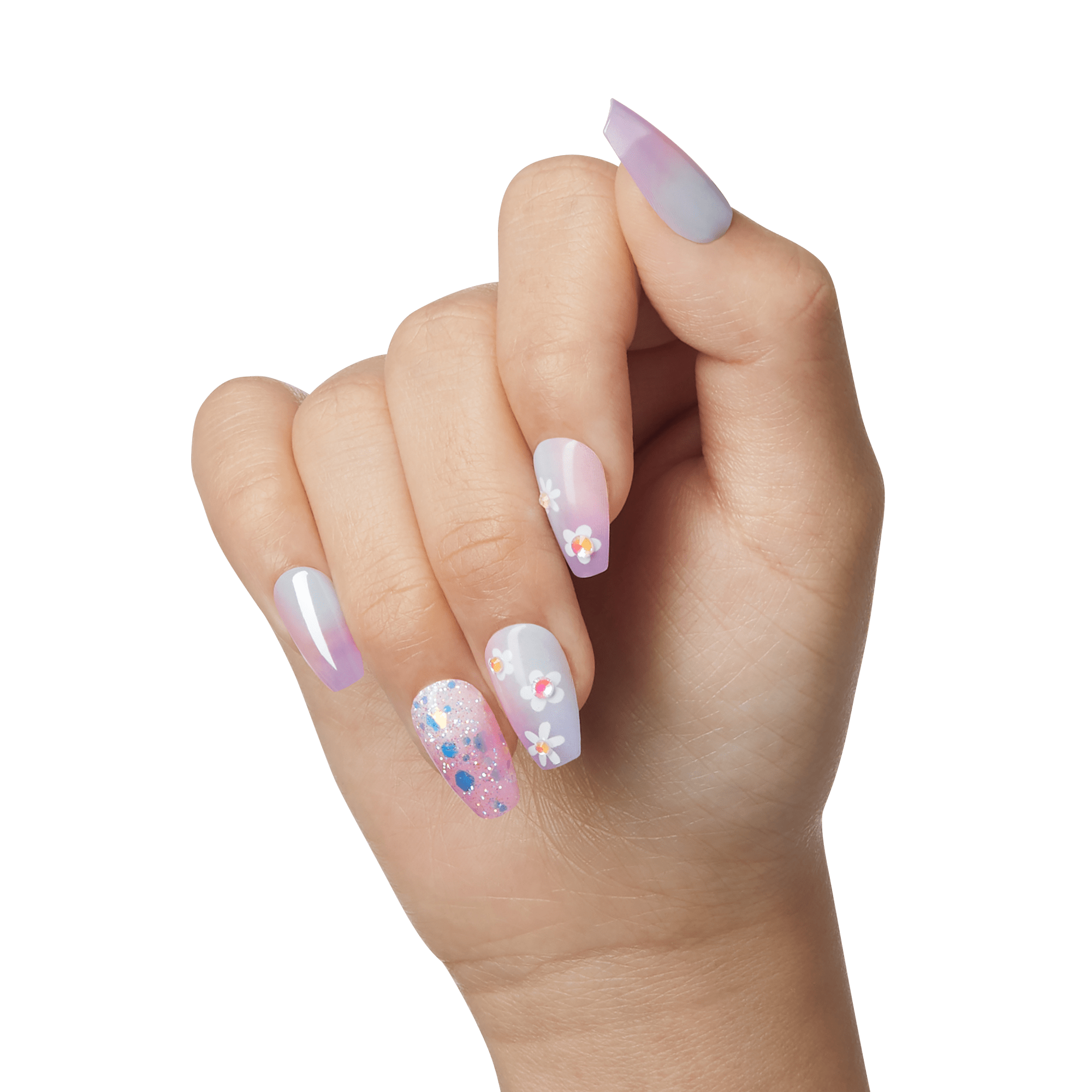 Impress Premium No Glue Fake Press On Nails - Portal | 3D & Jewel Design,  Purple, Medium, Coffin, Manicure