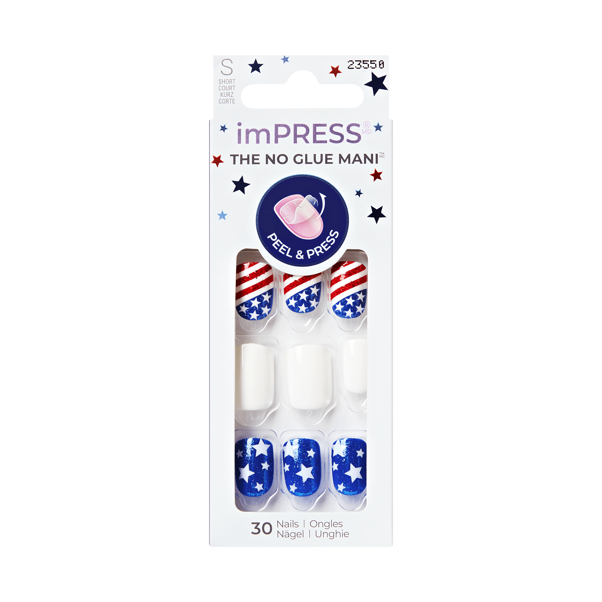 Impress Design No Glue Fake Press On Nails - Liberty | Design, Multicolor, Short, Squoval, Manicure