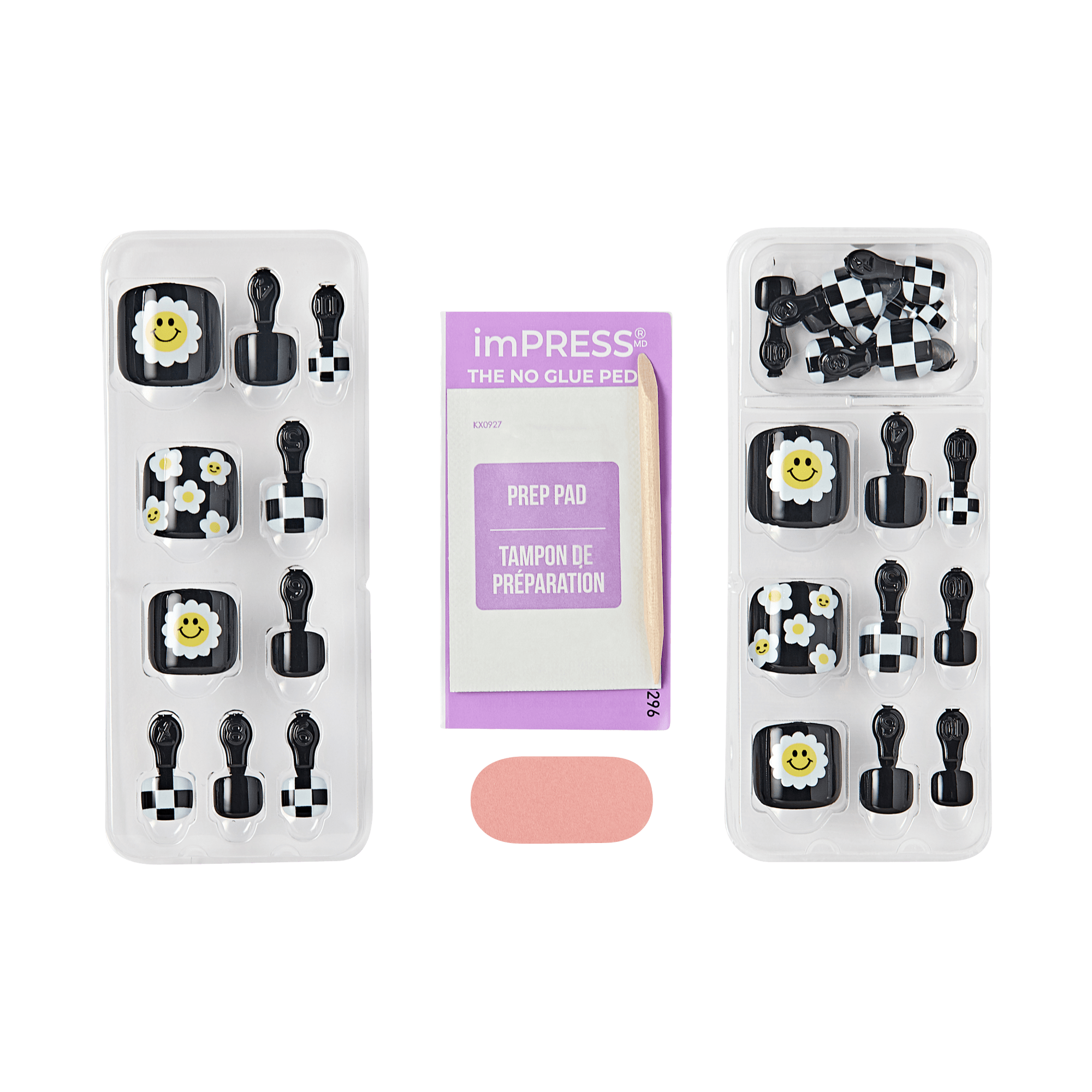 Impress Design No Glue Fake Press On Toenails - Cool It Down | Design, Black, Short, Squoval, Pedicure