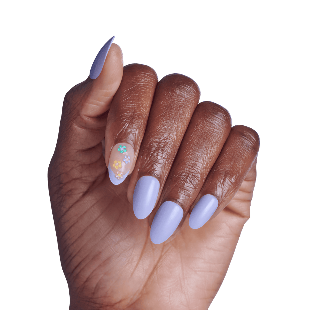 Impress Design No Glue Fake Press On Nails - Pastel Bloom | 3D & Jewel French Design, Multicolor, Medium, Almond, Manicure
