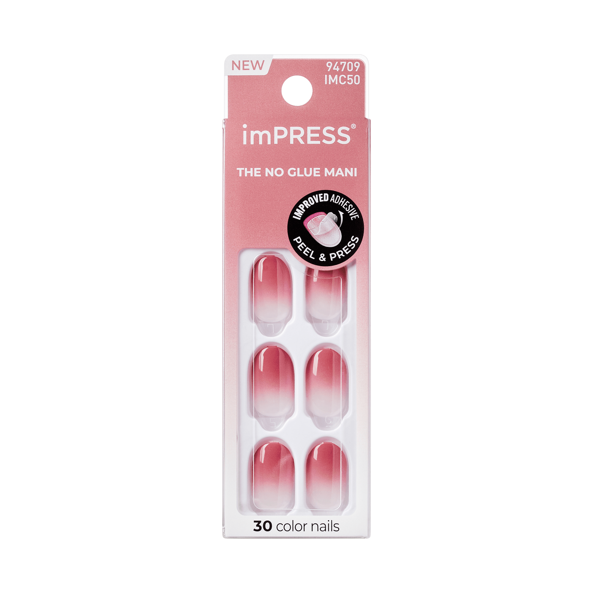 Impress Color No Glue Fake Press On Nails - Beat The Heat | Design, Pink, Short, Oval, Manicure