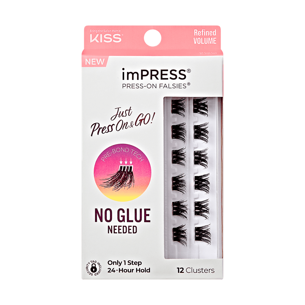 Impress Falsies Pre-Glued False Eyelashes Minipack - Refined | 12 Lash Clusters, 10mm-12mm