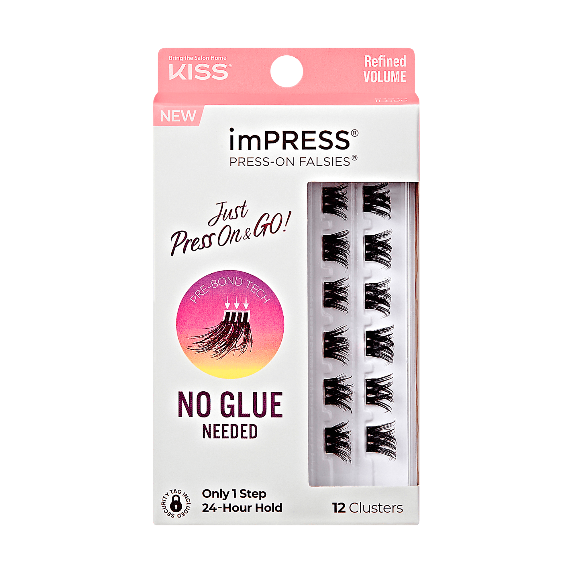 Impress Falsies Pre-Glued False Eyelashes Minipack - Refined | 12 Lash Clusters, 10mm-12mm