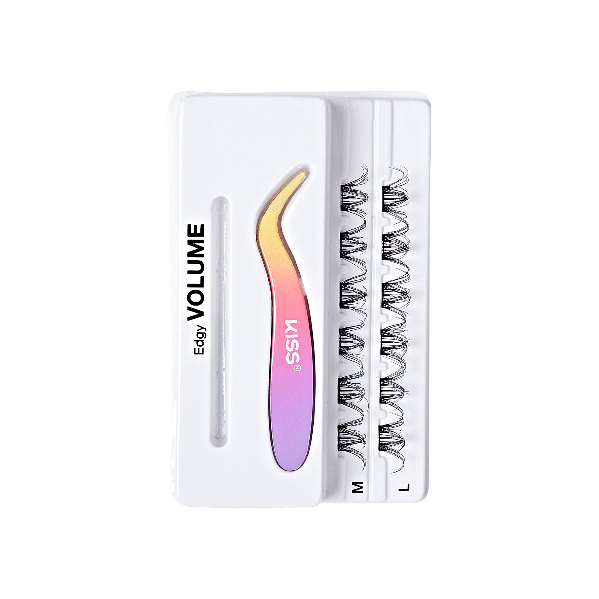 Impress Falsies Pre-Glued False Eyelashes Minipack - Edgy | 12 Lash Clusters, With Mini Applicator, 14mm-16mm