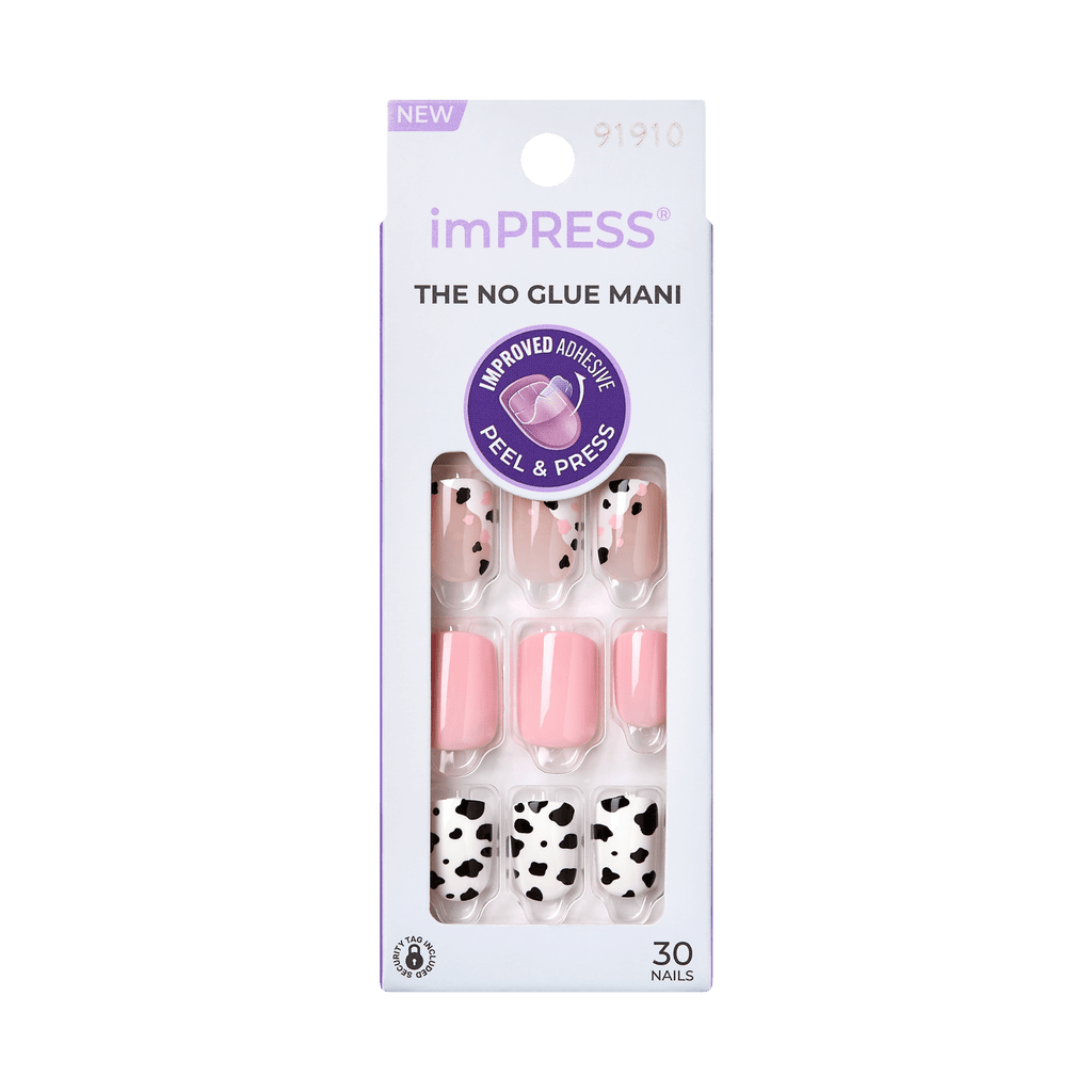 Impress Design No Glue Fake Press On Nails - One Chance | Design, Pink, Short, Squoval, Manicure