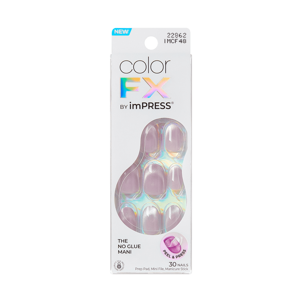 colorFX by Impress No Glue Fake Press On Nails - Diamond Drip | Design, Purple, Short, Oval, Manicure