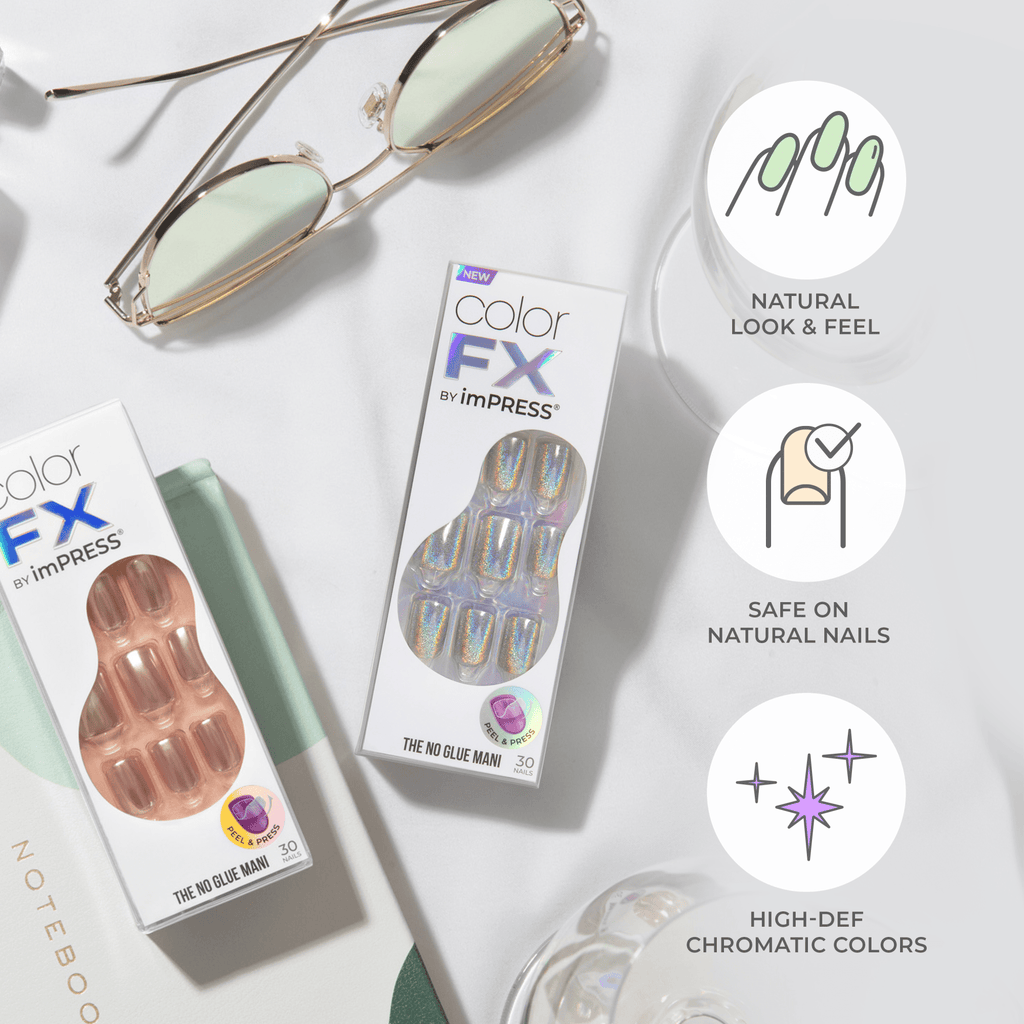 colorFX by Impress No Glue Fake Press On Nails - This City | Solid, Red, Short, Squoval, Manicure