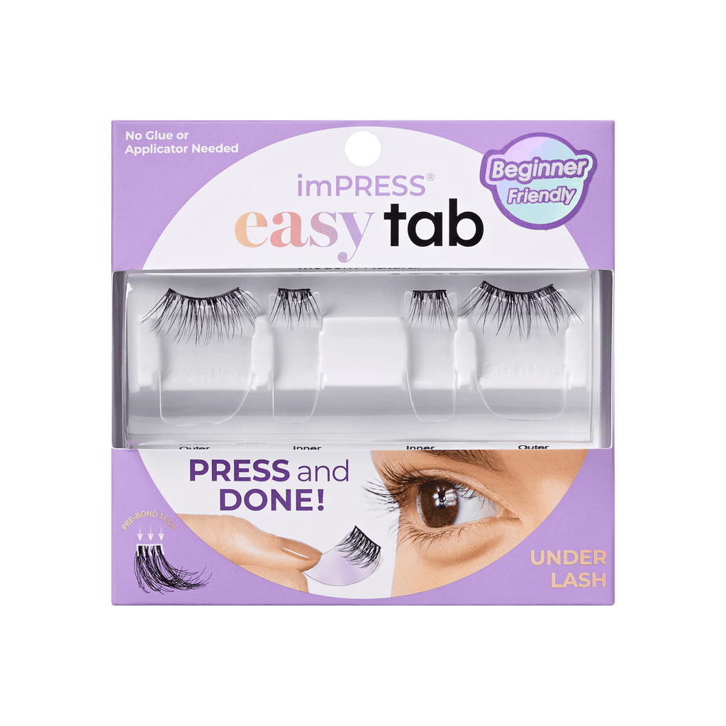 Impress Falsies easy tab Pre-Glued False Eyelashes - Modern Natural | 1 Pair of Half Lash & 2 Lash Clusters, 6mm-12mm
