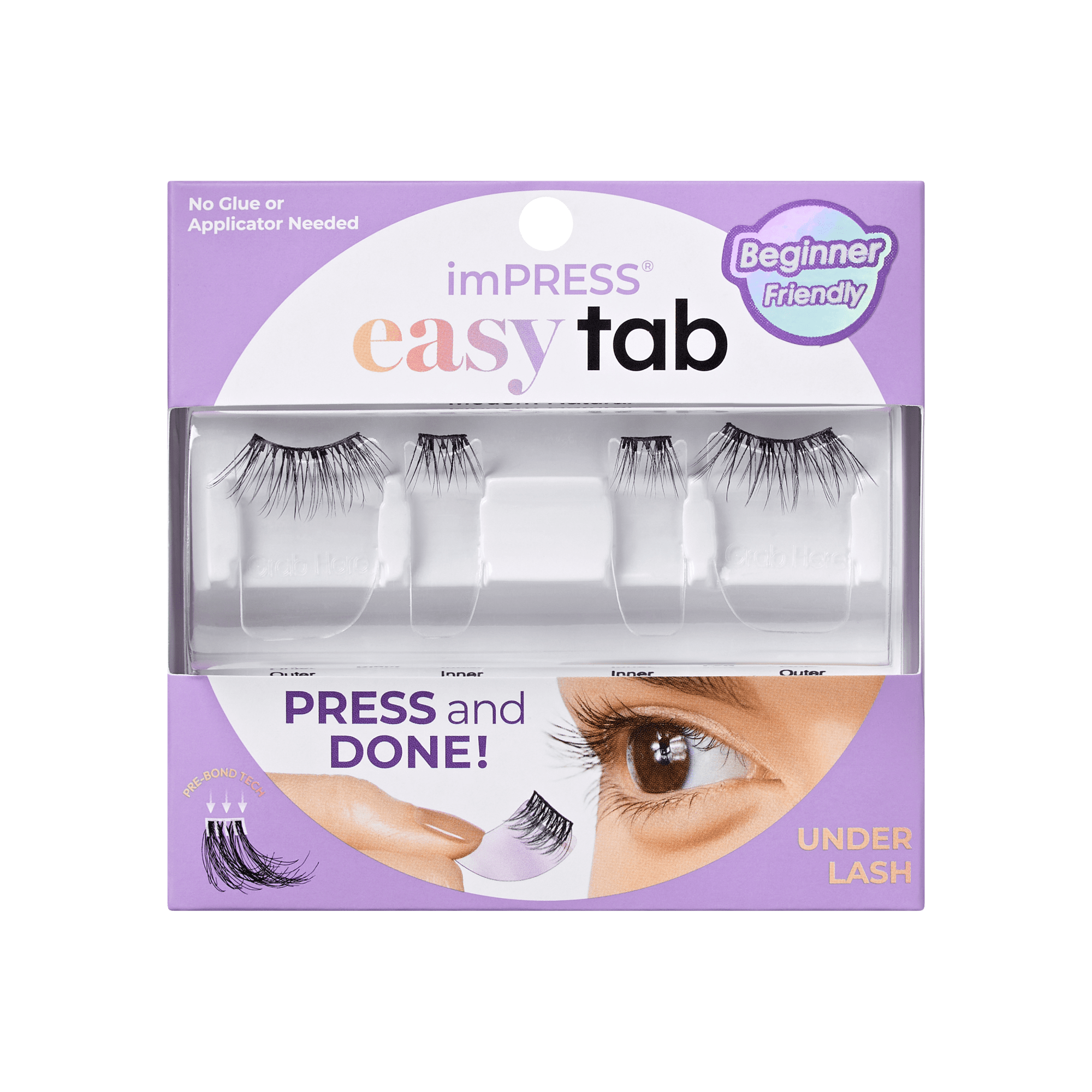 Impress Falsies easy tab Pre-Glued False Eyelashes - Modern Natural | 1 Pair of Half Lash & 2 Lash Clusters, 6mm-12mm