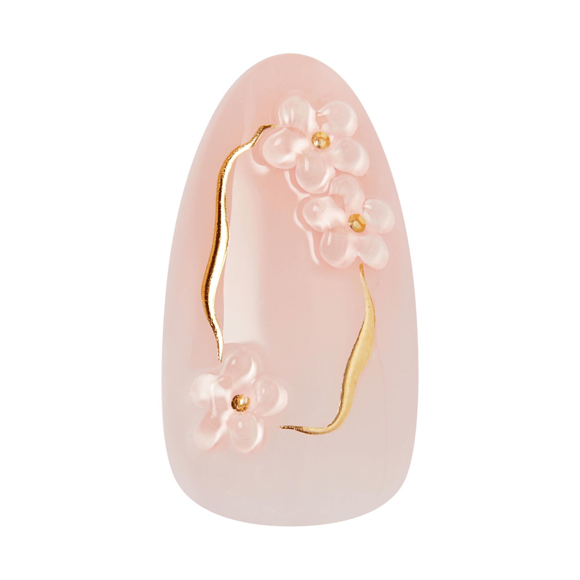 Impress Design No Glue Fake Press On Nails - Bloom Luxe | 3D & Jewel Design, Pink, Medium, Almond, Manicure