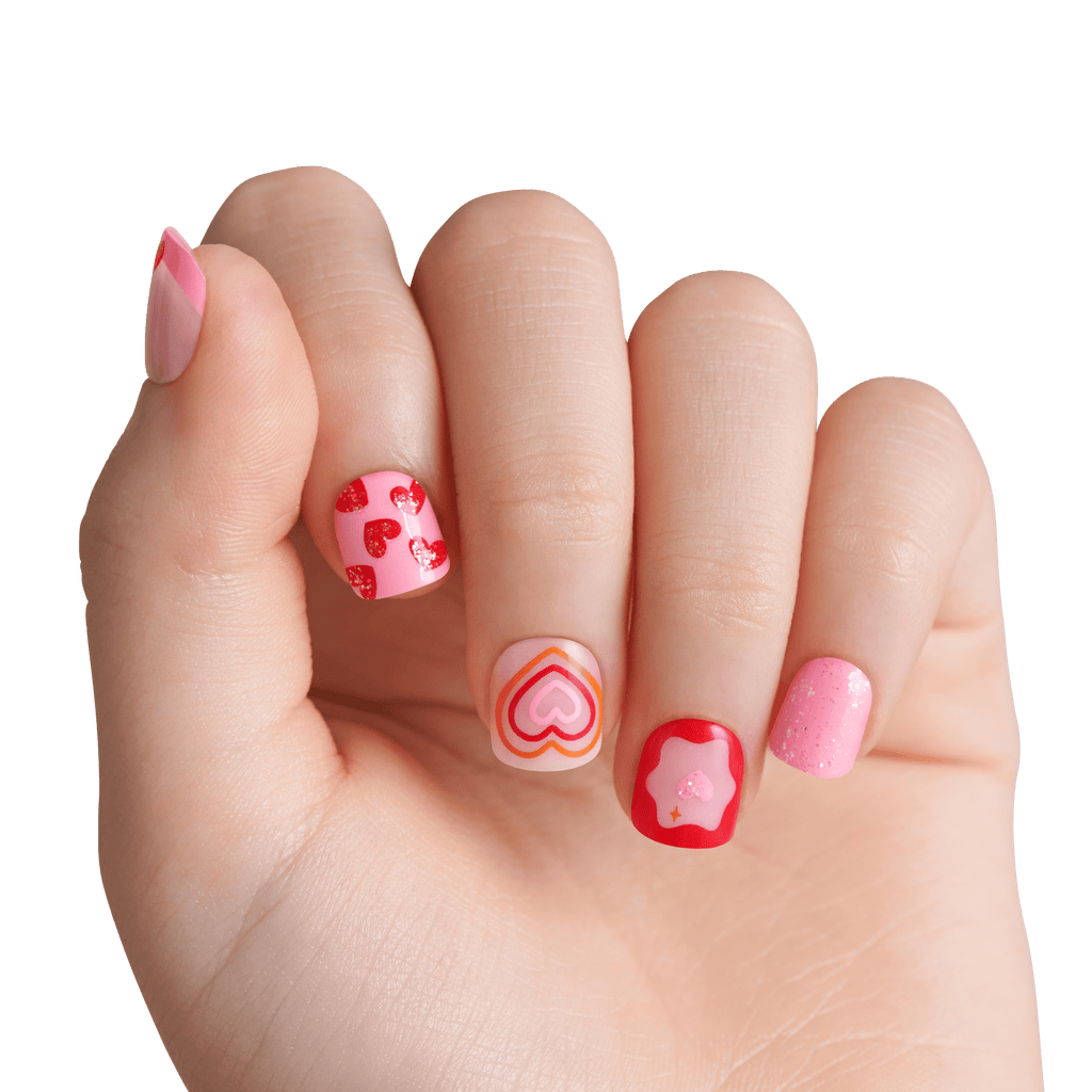 Impress Kids No Glue Fake Press On Nails - Magical Friend | Design, Red & Pink, Kids, Squoval, Manicure