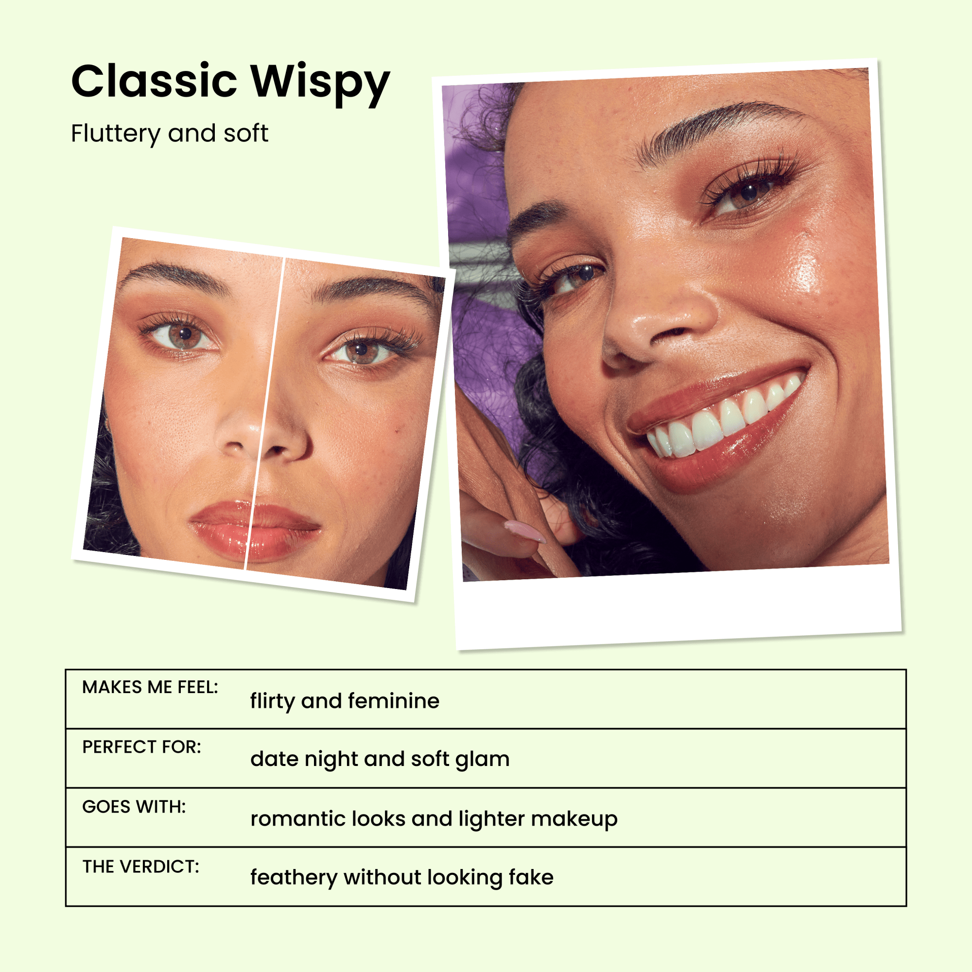 Impress Falsies Pre-Glued Strip False Eyelashes Starter Kit - Classic Wispy | 2 Pairs, With Applicator, 16mm