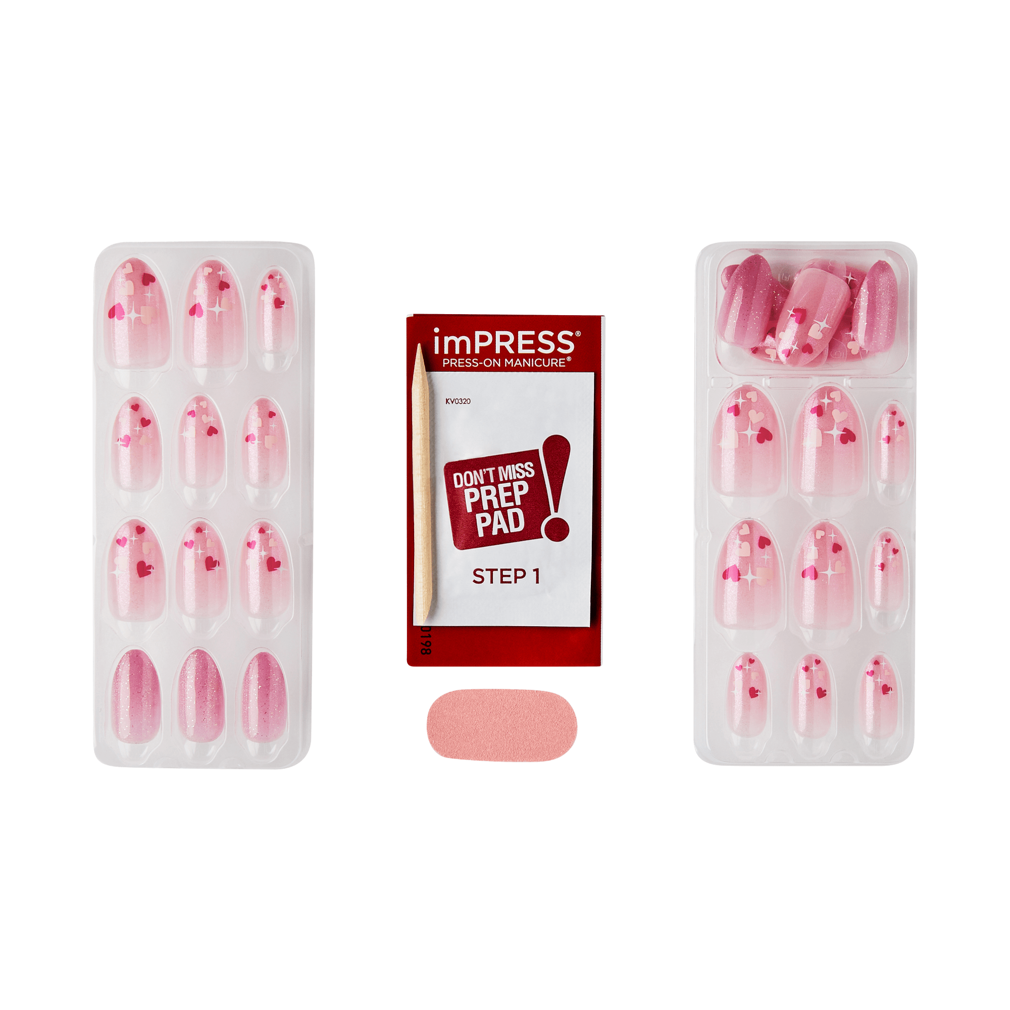Impress Design No Glue Fake Press On Nails - Much Love | Design, Pink, Medium, Almond, Manicure