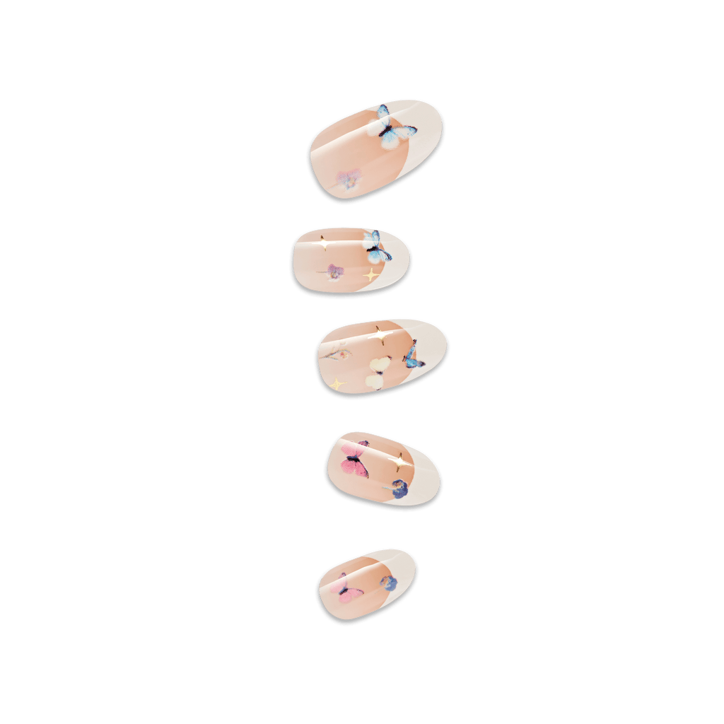 Impress Design No Glue Fake Press On Nails - Elegance | French Design, Multicolor, Medium, Oval, Manicure