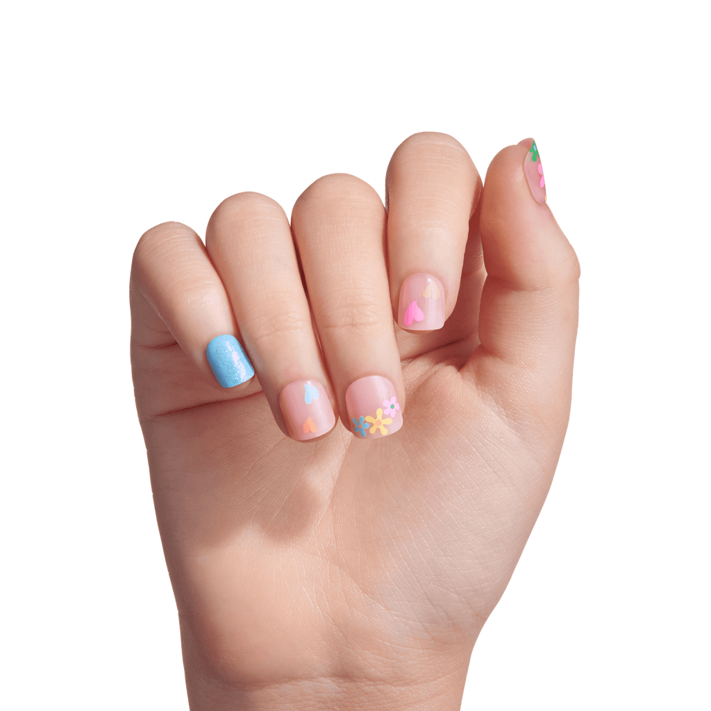 Impress Kids No Glue Fake Press On Nails - Hoppy Fun | Design, Multicolor, Kids, Squoval, Manicure
