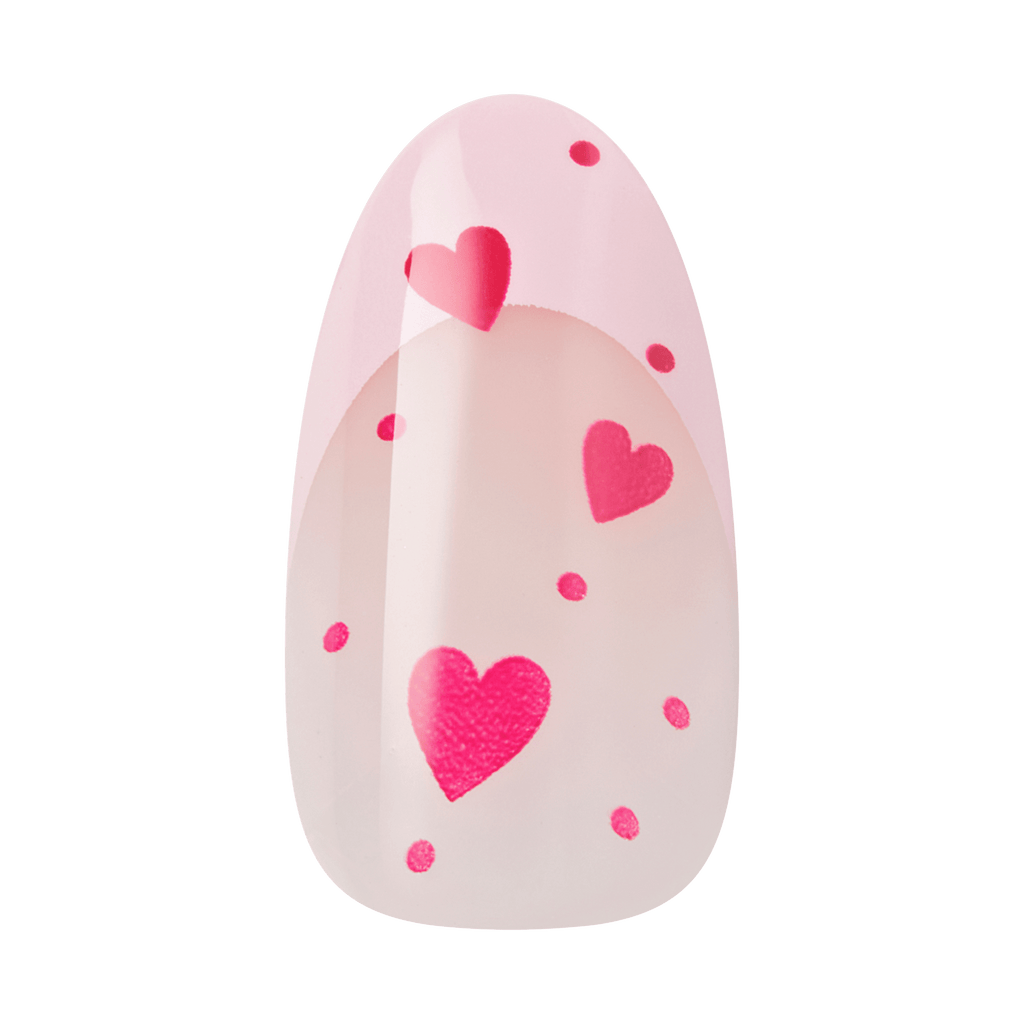 Impress Design No Glue Fake Press On Nails - Still The One | 3D & Jewel French Design, Pink, Medium, Almond, Manicure