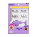 Impress Falsies Pre-Glued Strip False Eyelashes Starter Kit - Classic Natural | 2 Pairs, With Applicator, 12mm