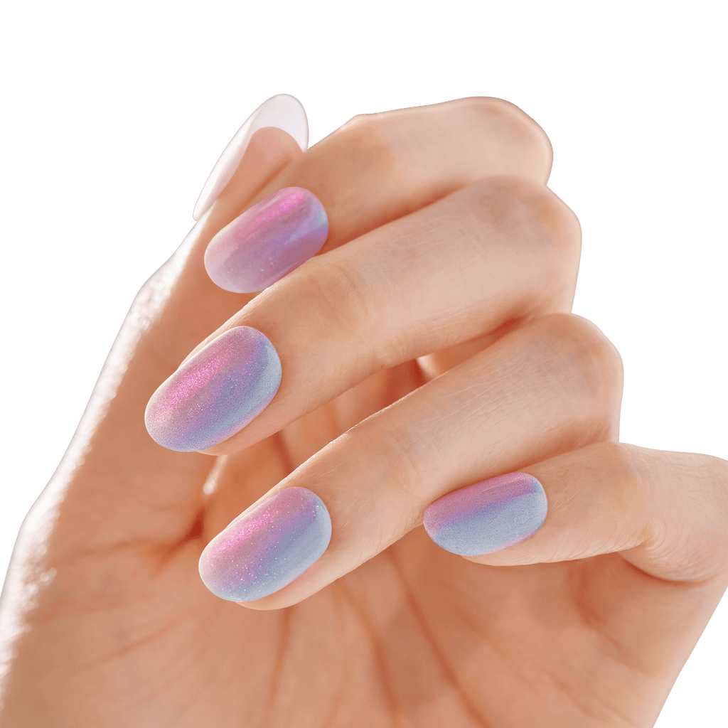 colorFX by Impress No Glue Fake Press On Nails - Fly Up | Solid, Silver, Short, Oval, Manicure
