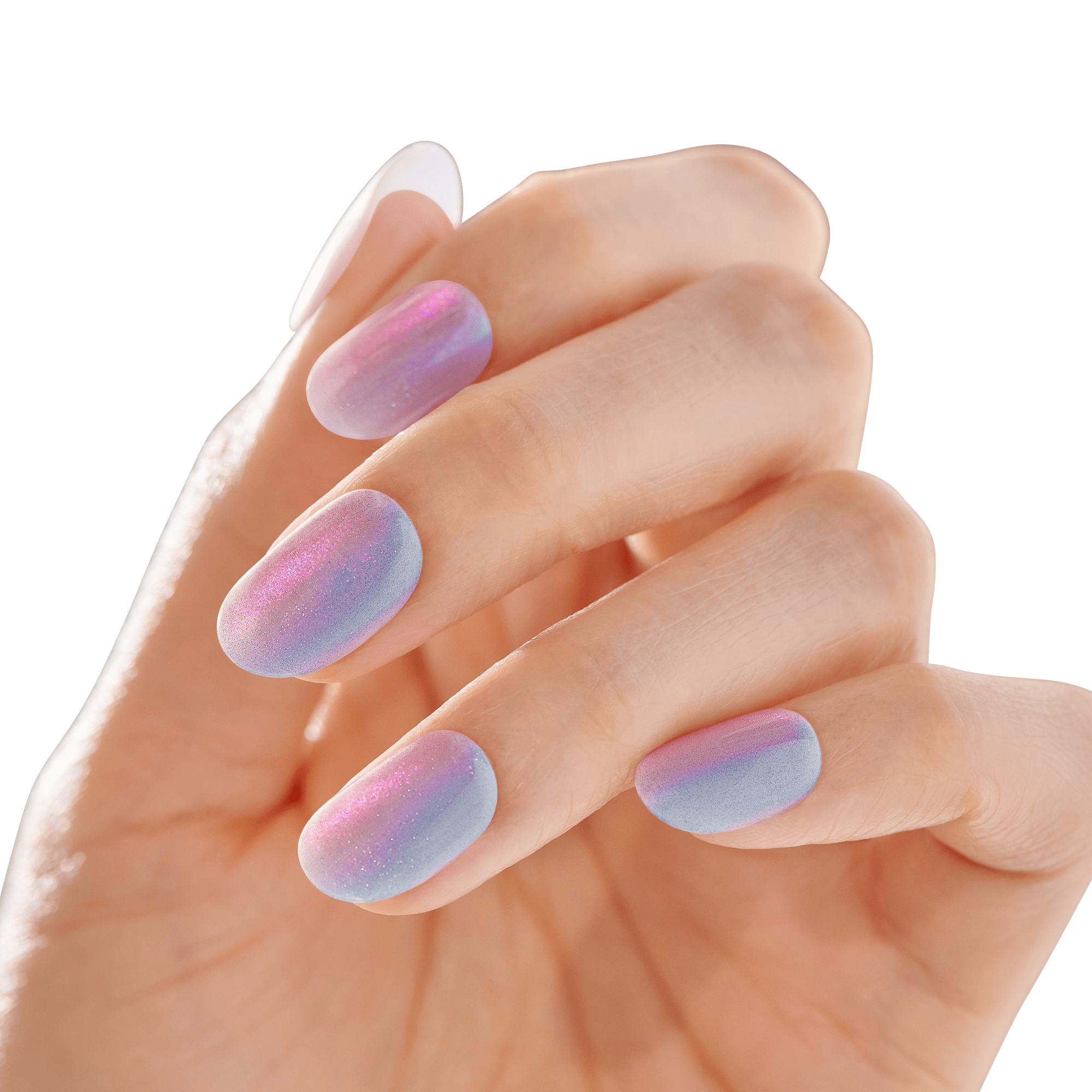 colorFX by Impress No Glue Fake Press On Nails - Fly Up | Solid, Silver, Short, Oval, Manicure