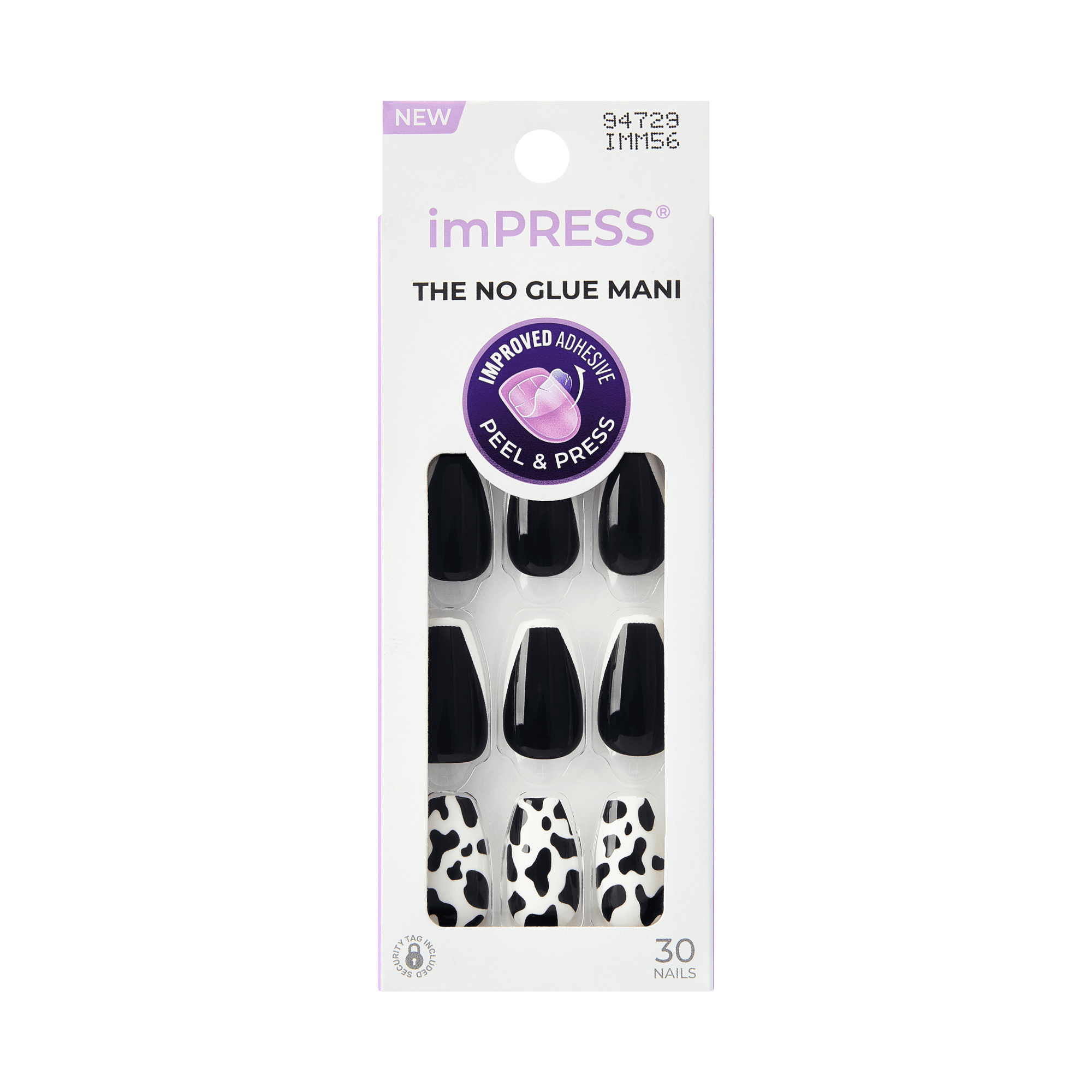 Impress Design No Glue Fake Press On Nails - Like A Star | Design, Black, Medium, Coffin, Manicure