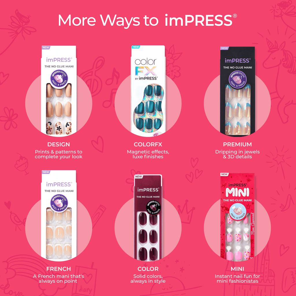 Impress Kids No Glue Fake Press On Nails - Fairy Sparkle | Design, Multicolor, Kids, Squoval, Manicure