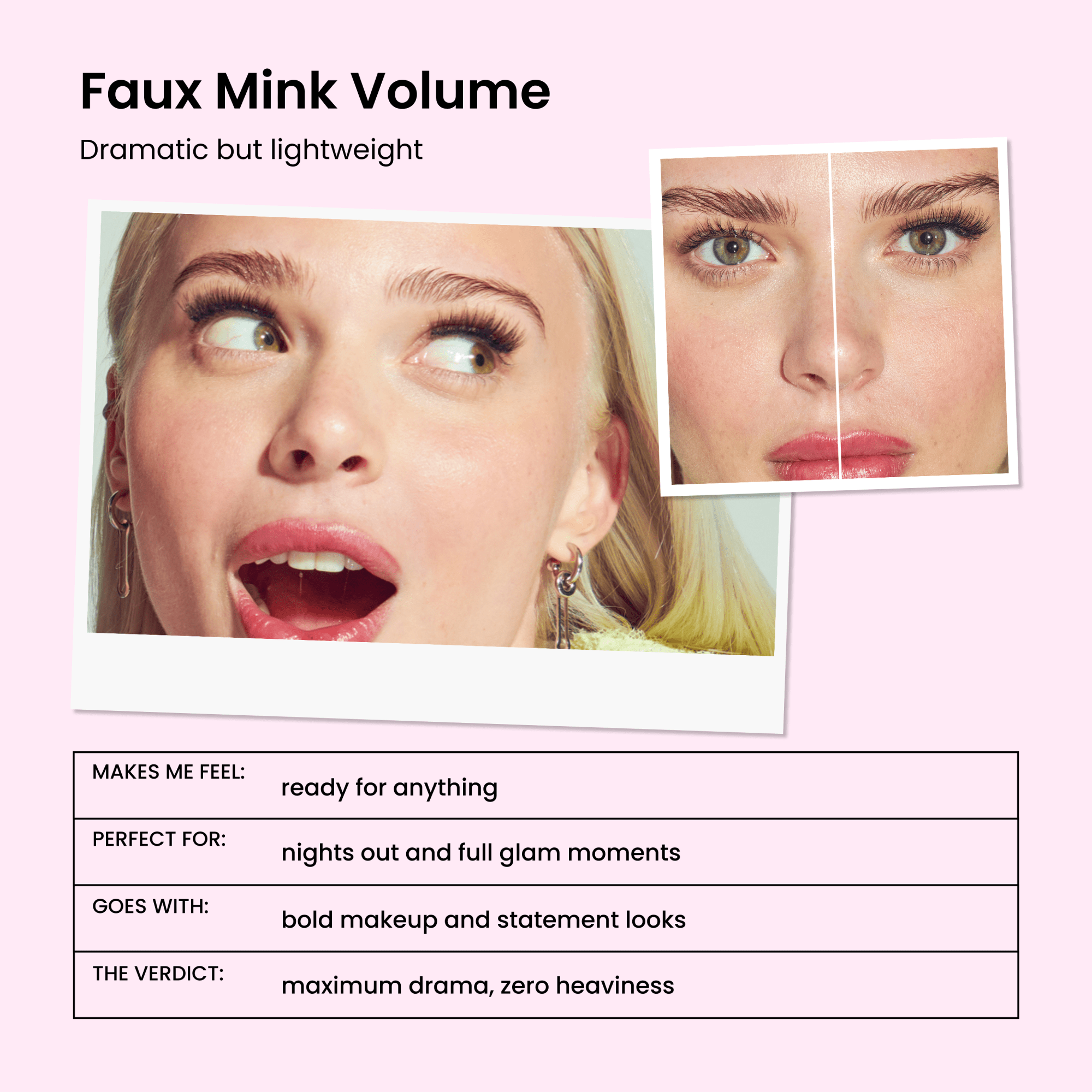 Impress Falsies Pre-Glued Strip False Eyelashes Starter Kit - Faux Mink Volume | 2 Pairs, With Applicator, 12mm