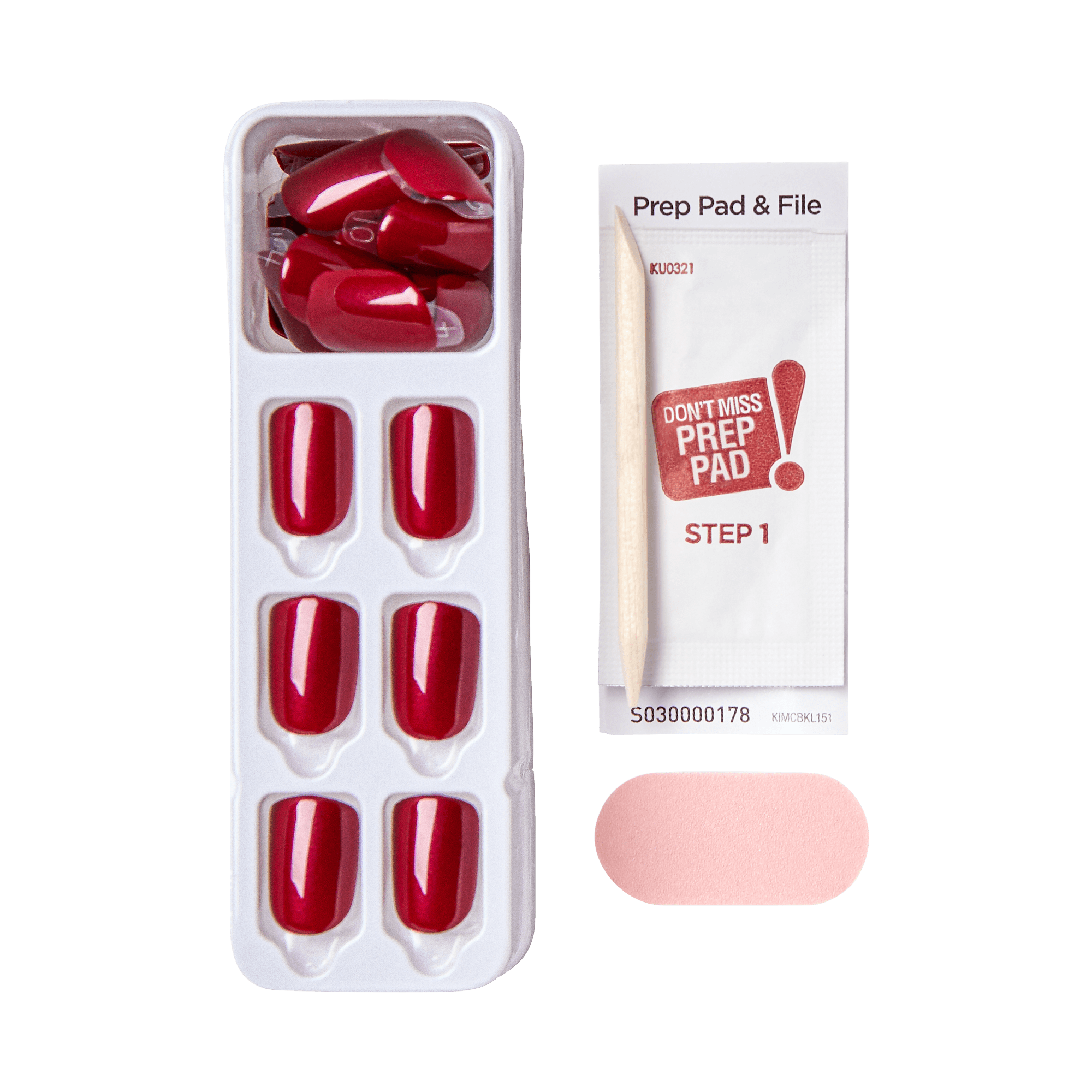 Impress Color No Glue Fake Press On Nails - Red Velvet | Solid, Red, Short, Squoval, Manicure