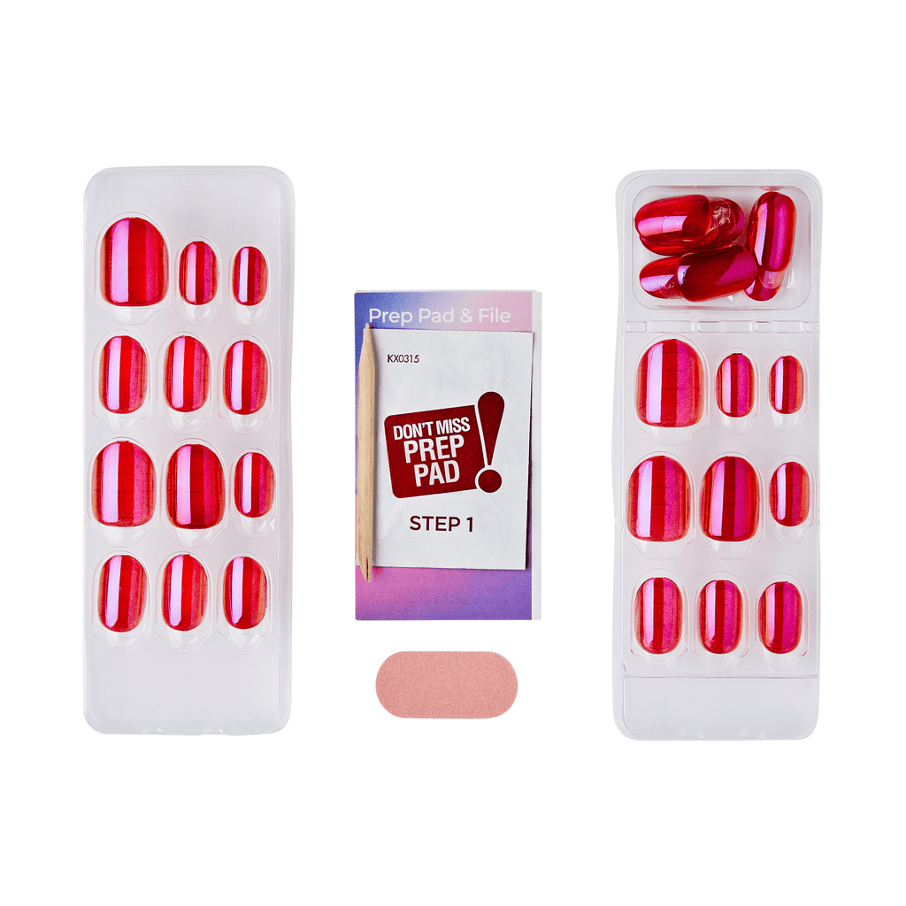 colorFX by Impress No Glue Fake Press On Nails - Floating | Solid, Pink, Short, Oval, Manicure