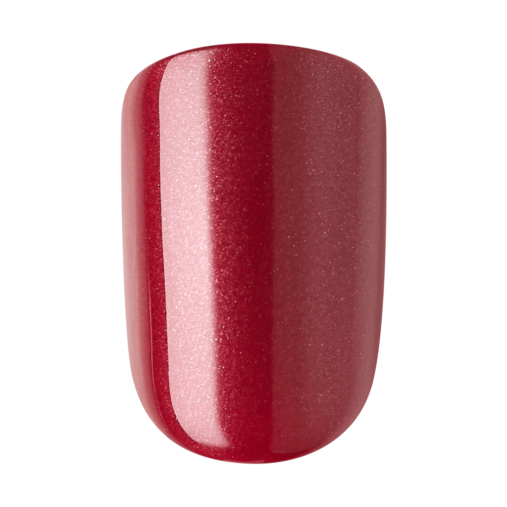 Impress Color No Glue Fake Press On Nails - Red Velvet | Solid, Red, Short, Squoval, Manicure
