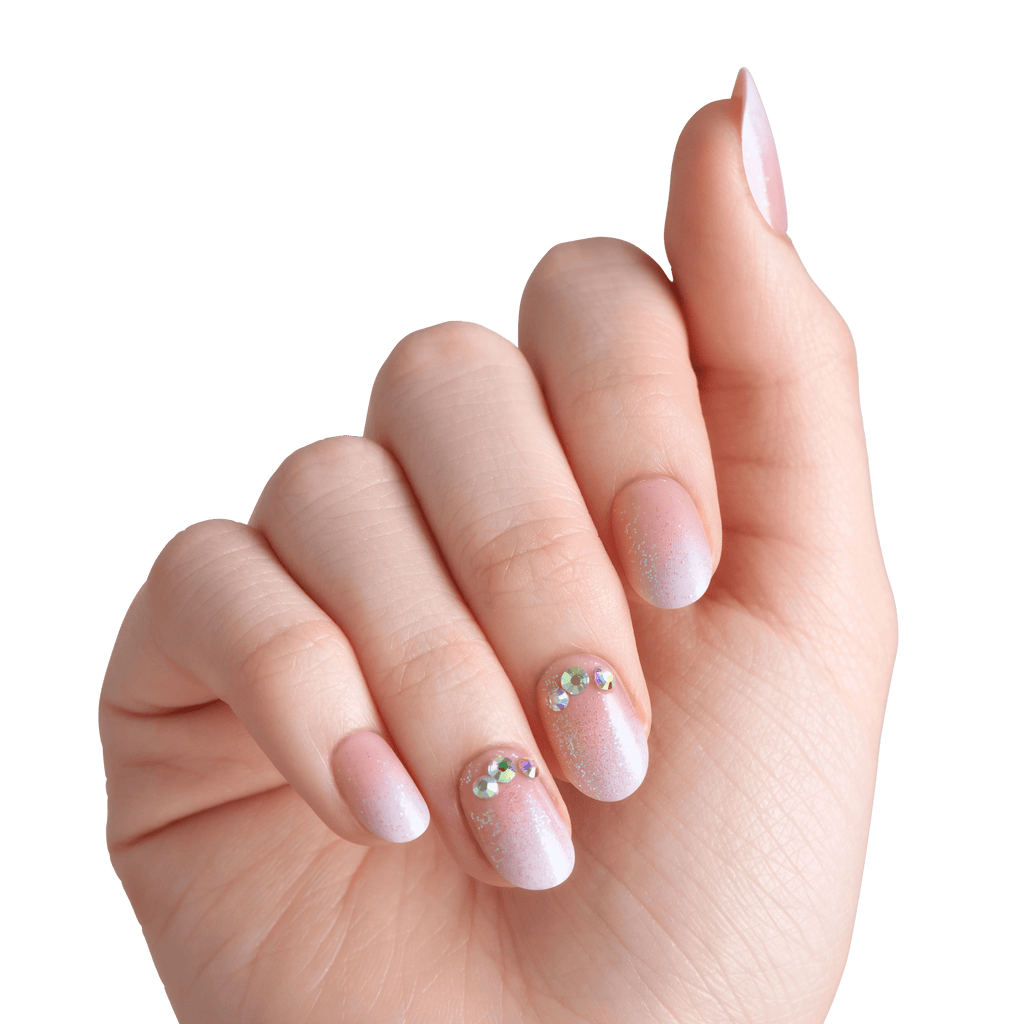 Impress Design No Glue Fake Press On Nails - Even Better | 3D & Jewel Design,  Pink, Short, Oval, Manicure