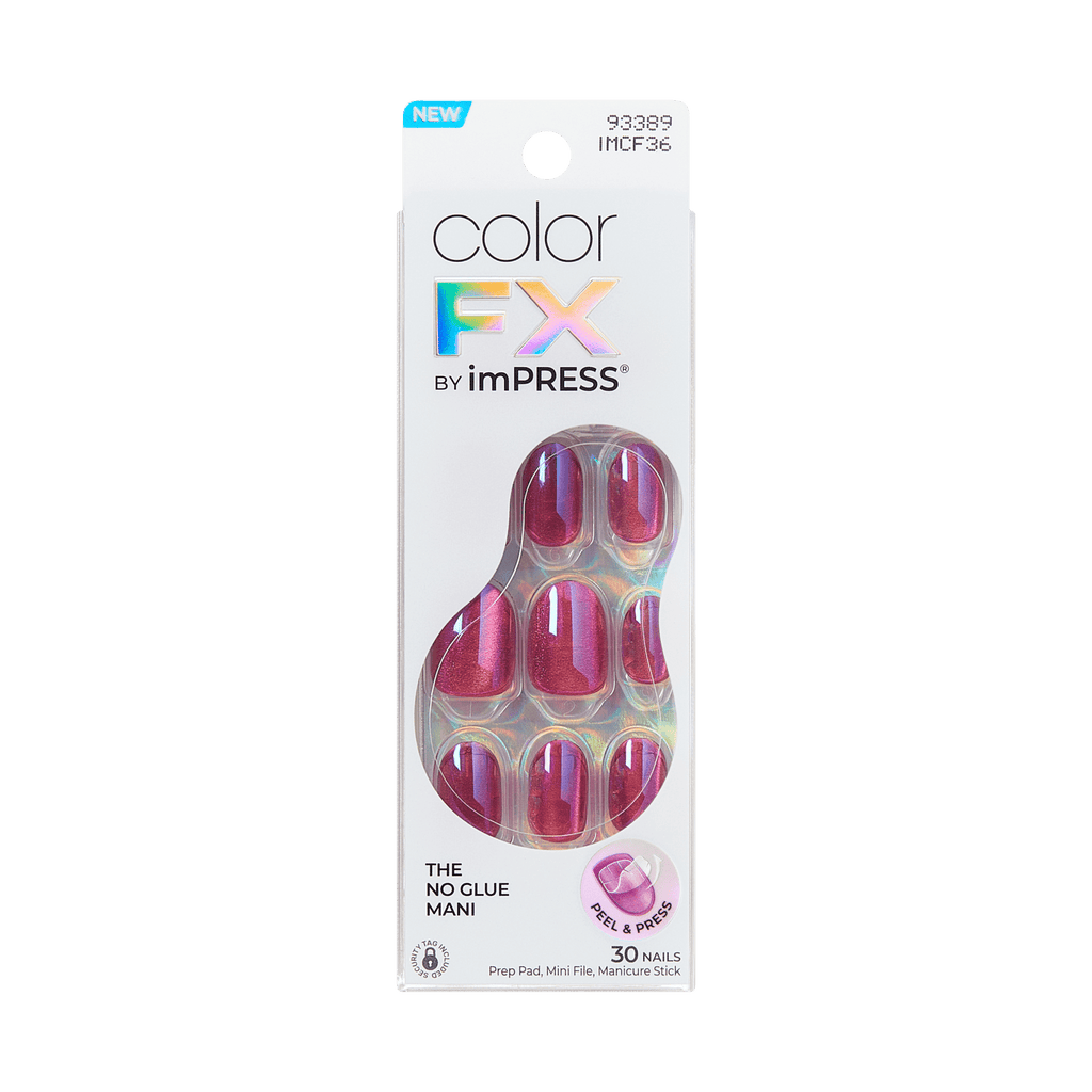 colorFX by Impress No Glue Fake Press On Nails - Around You | Solid, Pink, Short, Oval, Manicure