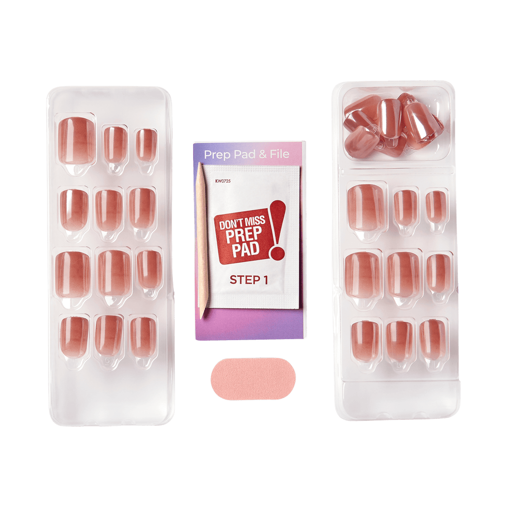 colorFX by Impress No Glue Fake Press On Nails - Last Call | Solid, Beige, Short, Squoval, Manicure