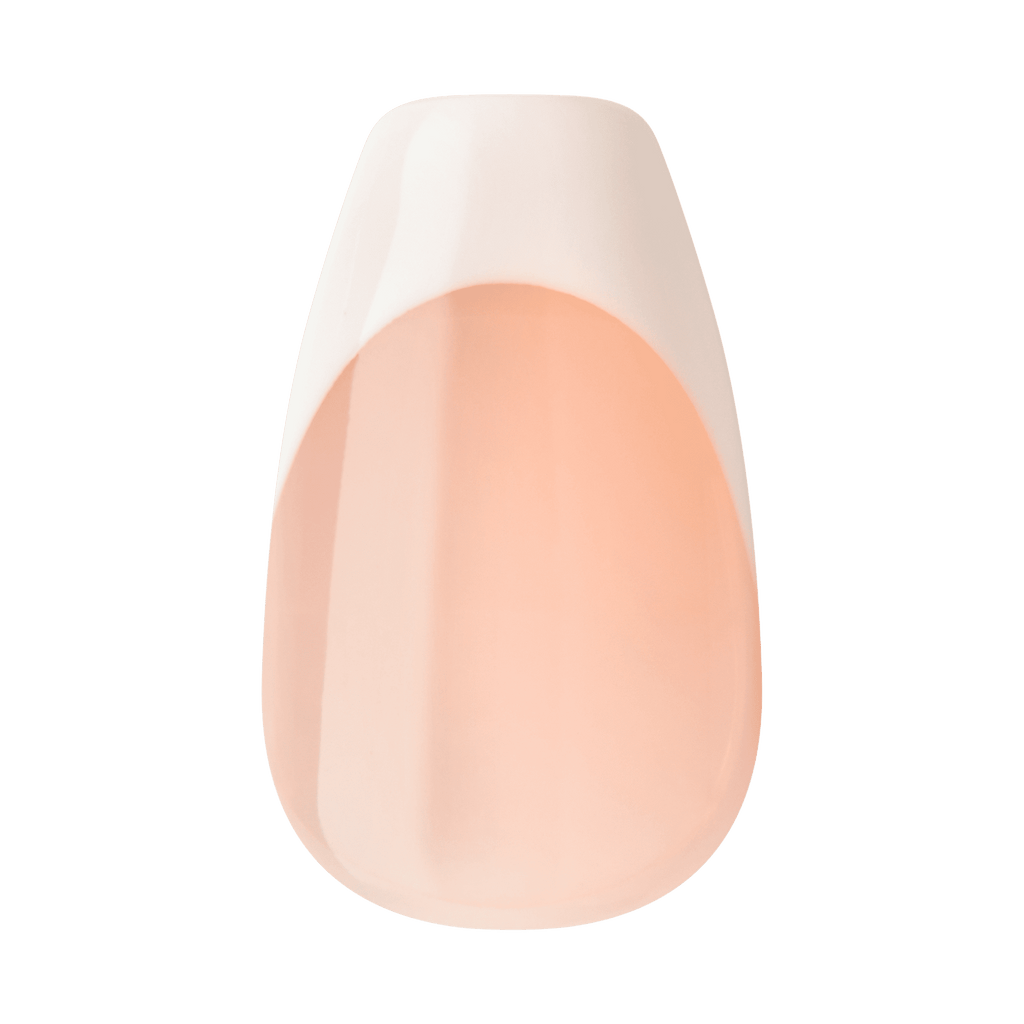Impress French No Glue Fake Press On Nails - Ideal | French Tips, White & Neutral, Medium, Coffin, Manicure