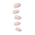 Impress Design No Glue Fake Press On Nails - Sky Breeze | 3D & Jewel French, Purple, Medium, Almond, Manicure