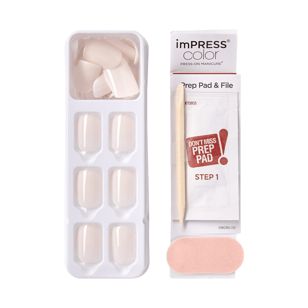 Impress Color No Glue Fake Press On Nails - Point Pink | Solid, Pink, Short, Squoval, Manicure