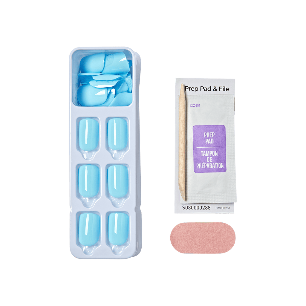 Impress Color No Glue Fake Press On Nails - Quench It | Solid, Blue, Short, Squoval, Manicure