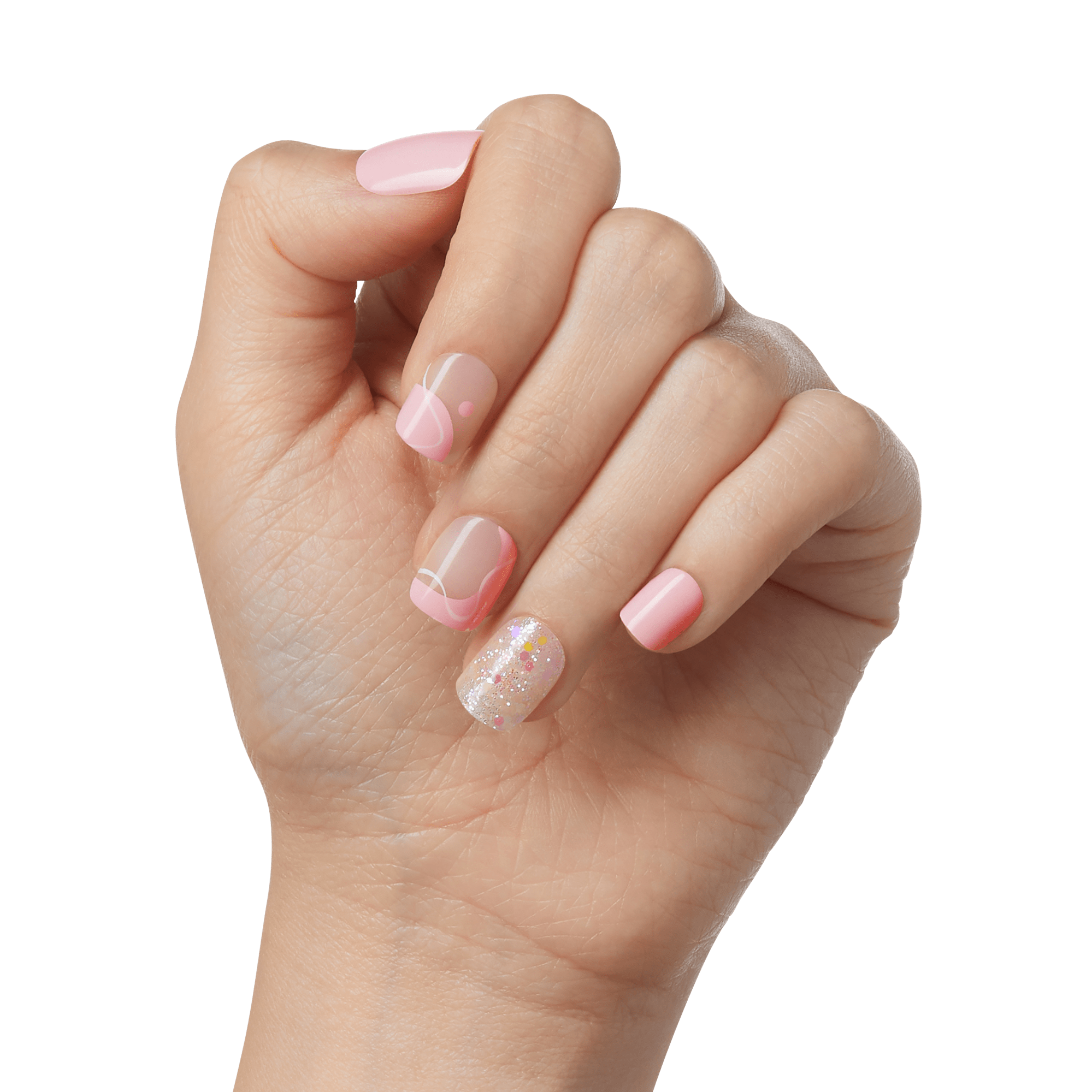 Impress Design No Glue Fake Press On Nails - This Feeling | Design, Pink, Petite, Squoval, Manicure