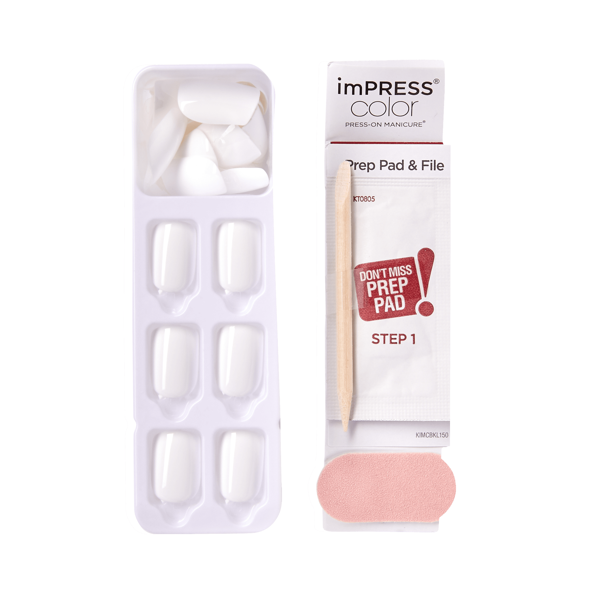 Impress Color No Glue Fake Press On Nails - Frosting | Solid, White, Short, Squoval, Manicure