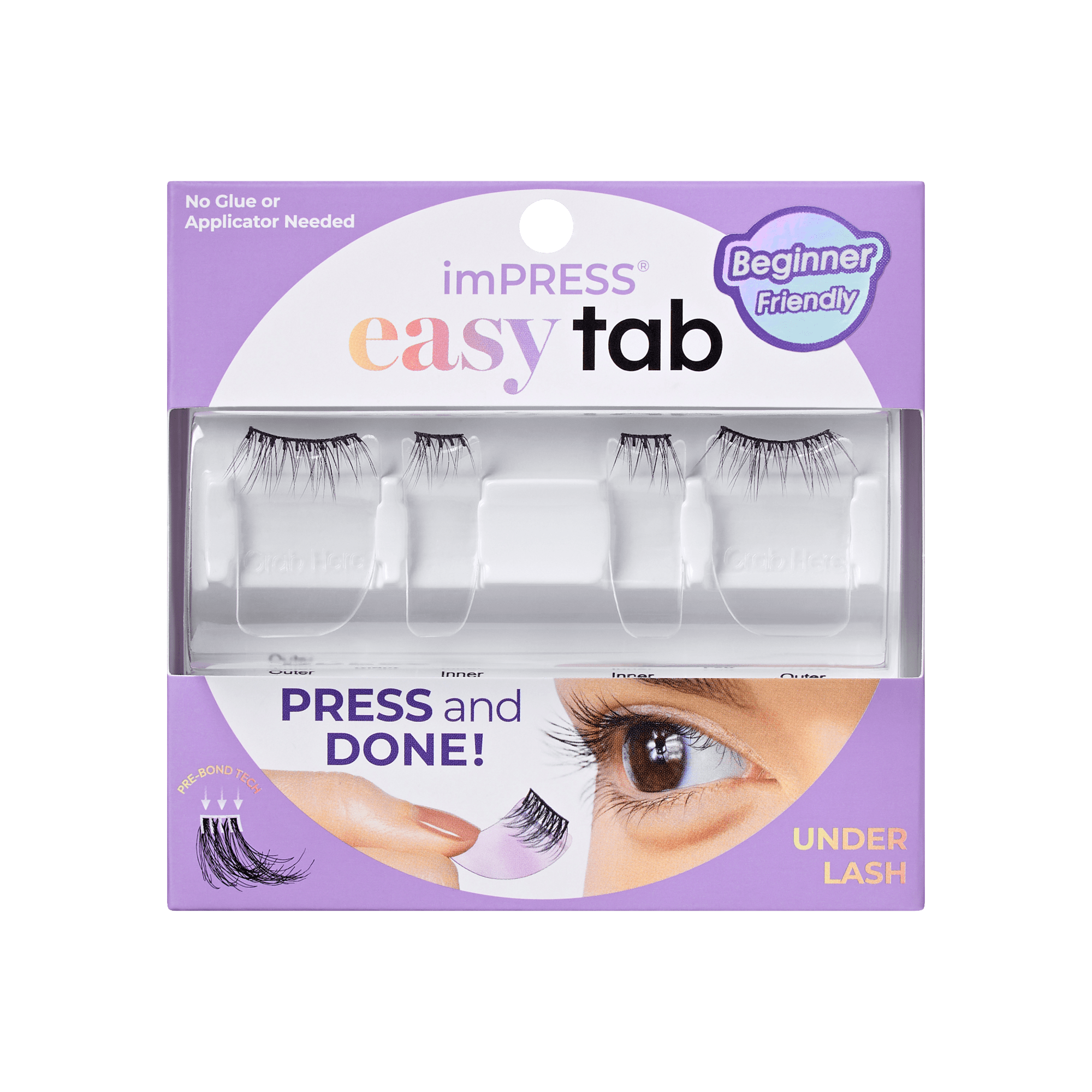 Impress Falsies easy tab Pre-Glued False Eyelashes - Airy Wispy | 1 Pair of Half Lash & 2 Lash Clusters, 3mm-10mm