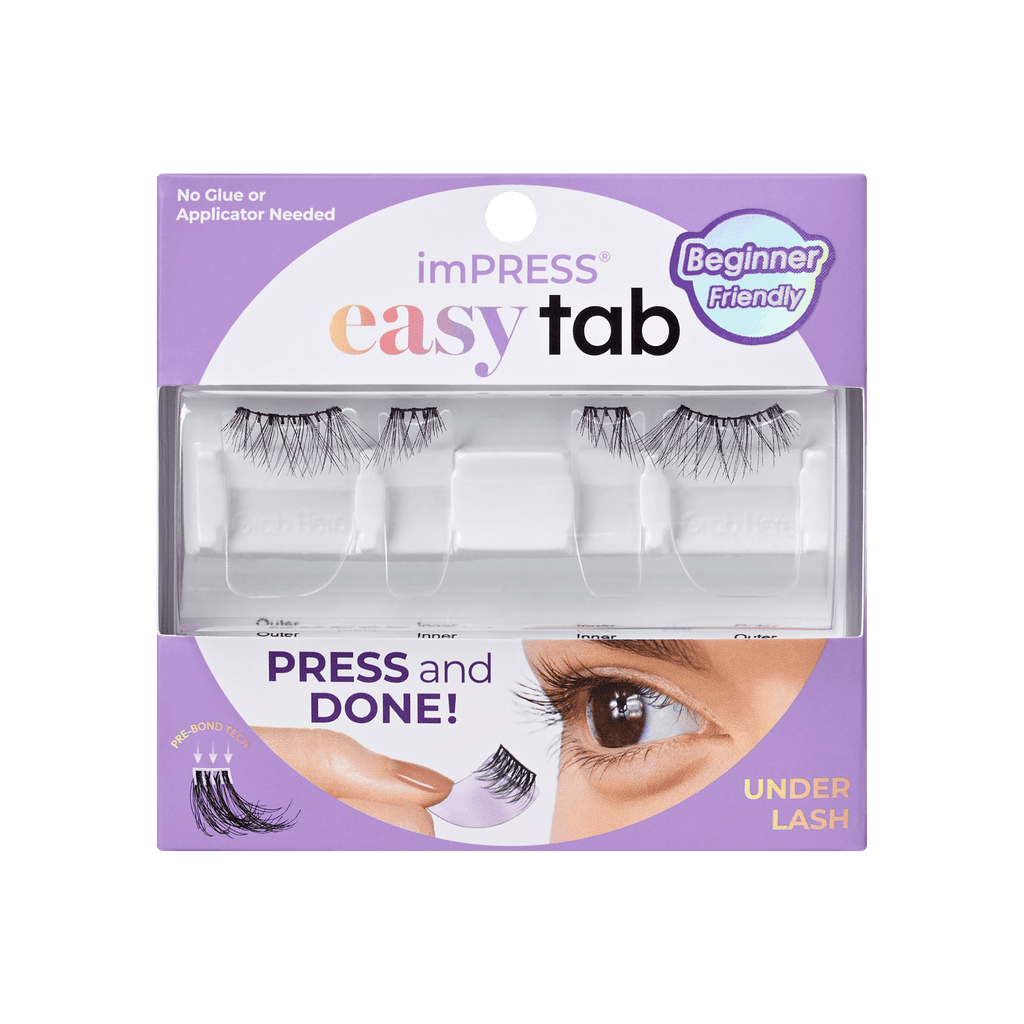 Impress Falsies easy tab Pre-Glued False Eyelashes - Black Wispy | 1 Pair of Half Lash & 2 Lash Clusters, 5mm-11mm