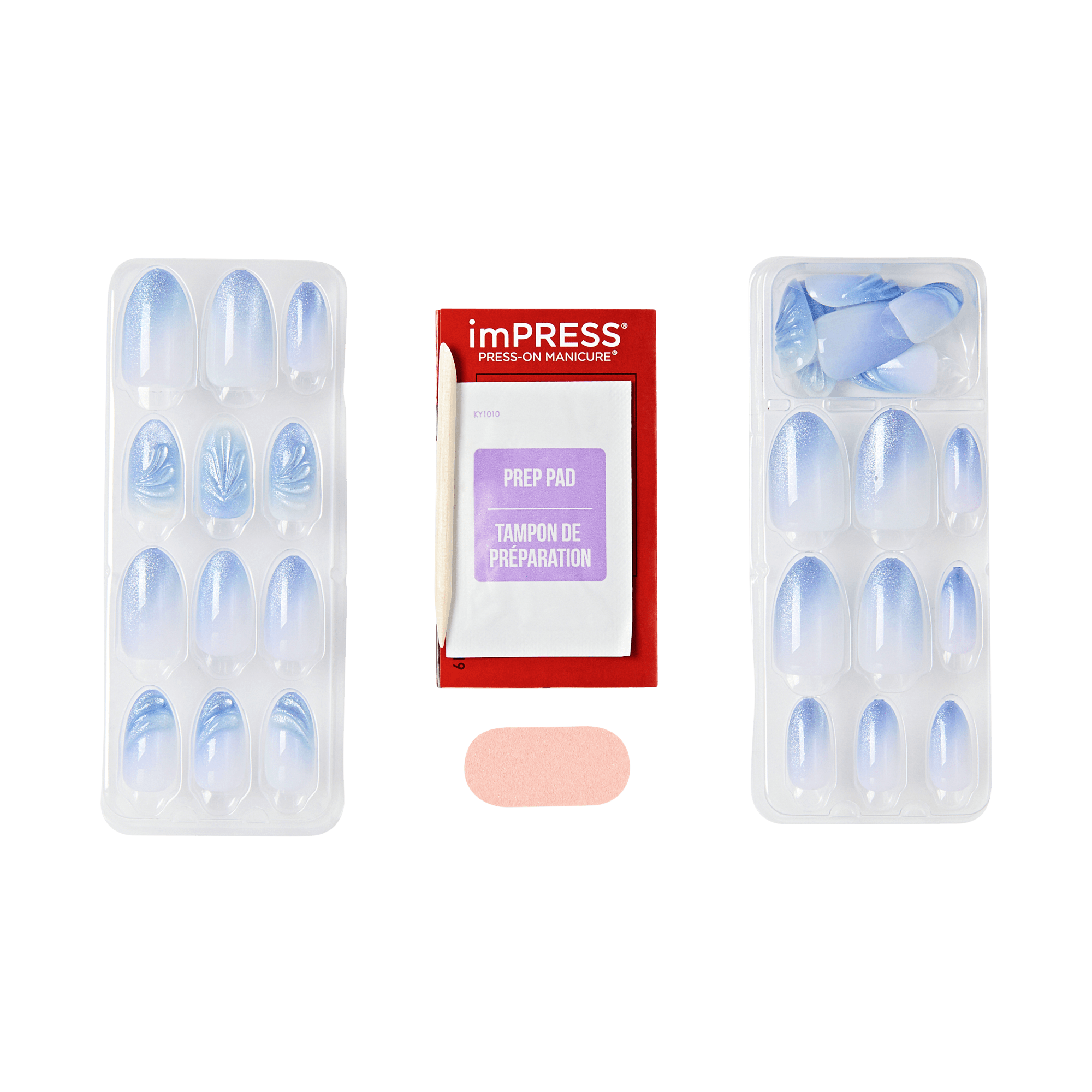 Impress Design No Glue Fake Press On Nails - Ciel | Design, Blue, Medium, Almond, Manicure