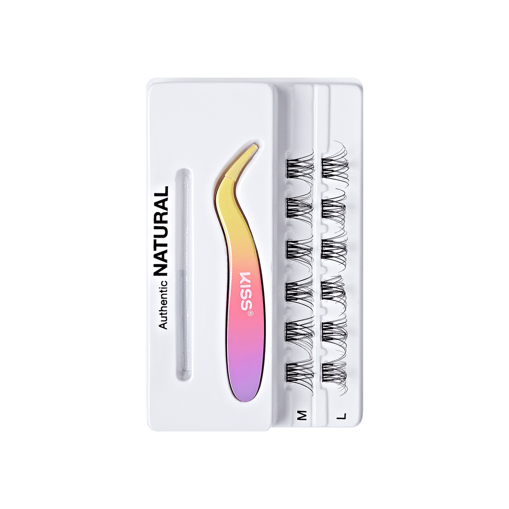 Impress Falsies Pre-Glued False Eyelashes Minipack- Authentic | 12 Lash Clusters, With Mini Applicator, 12mm-14mm