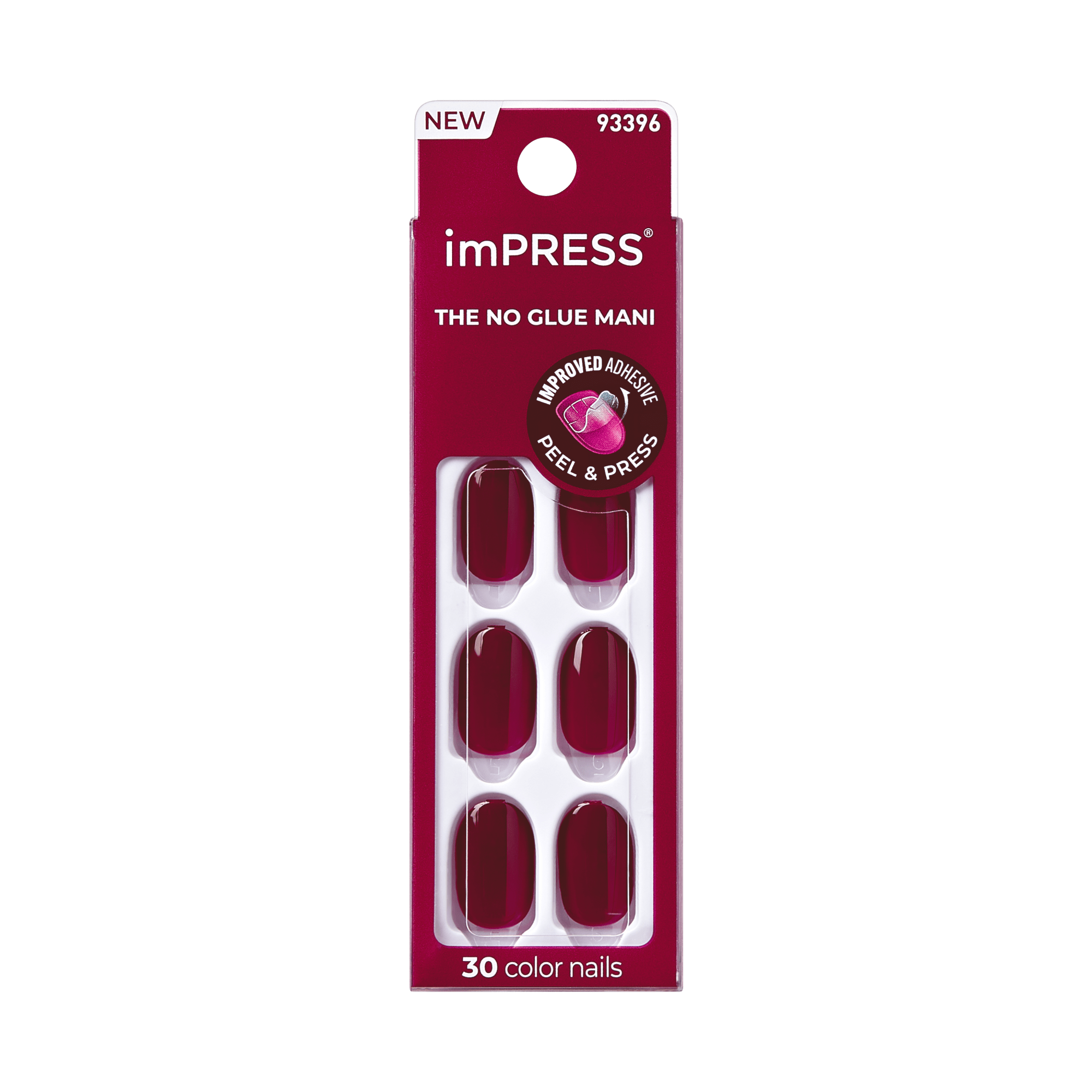 Impress Color No Glue Fake Press On Nails - Maplewood | Solid, Red, Short, Oval, Manicure