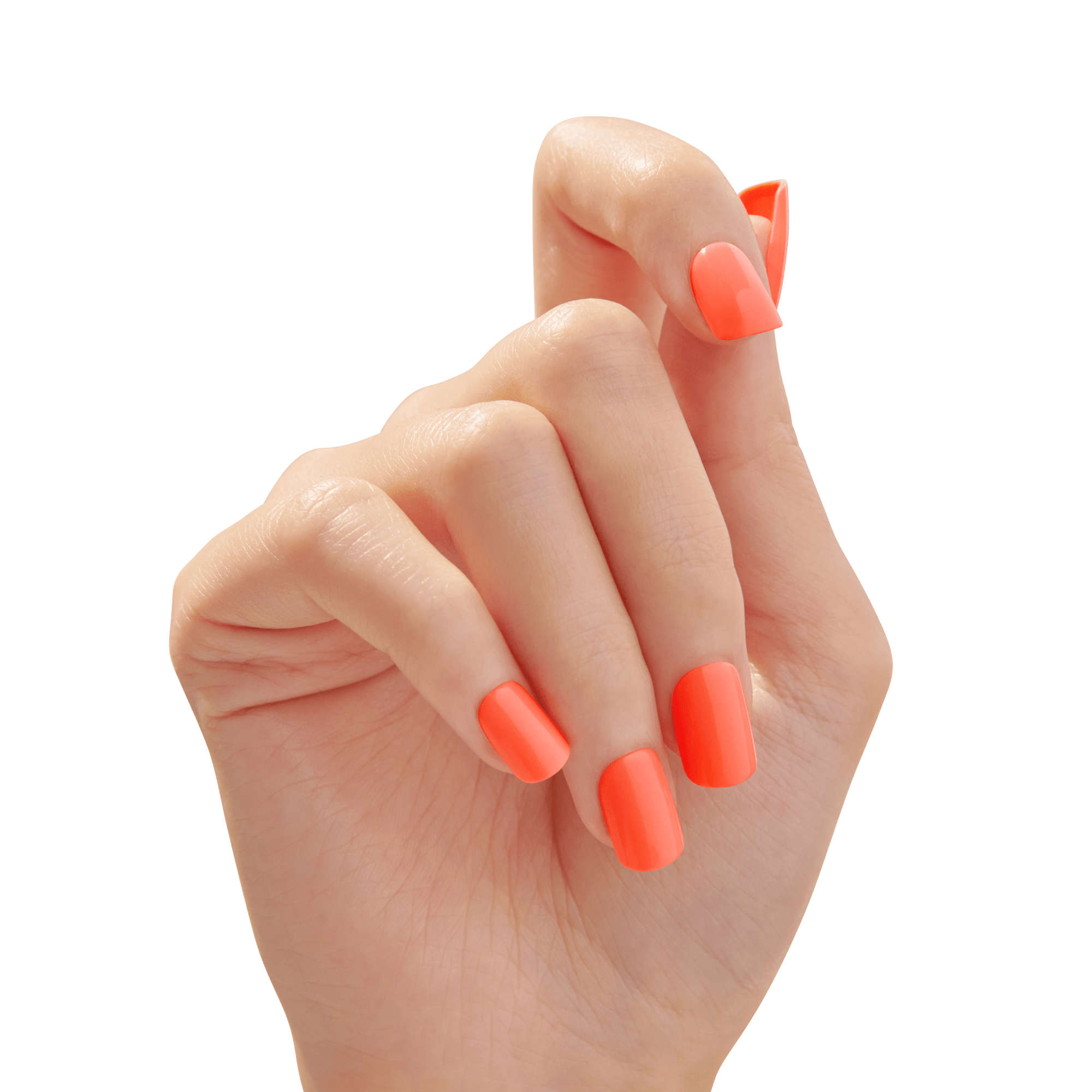 Impress Color No Glue Fake Press On Nails - Happier Vibes | Solid, Orange, Short, Squoval, Manicure
