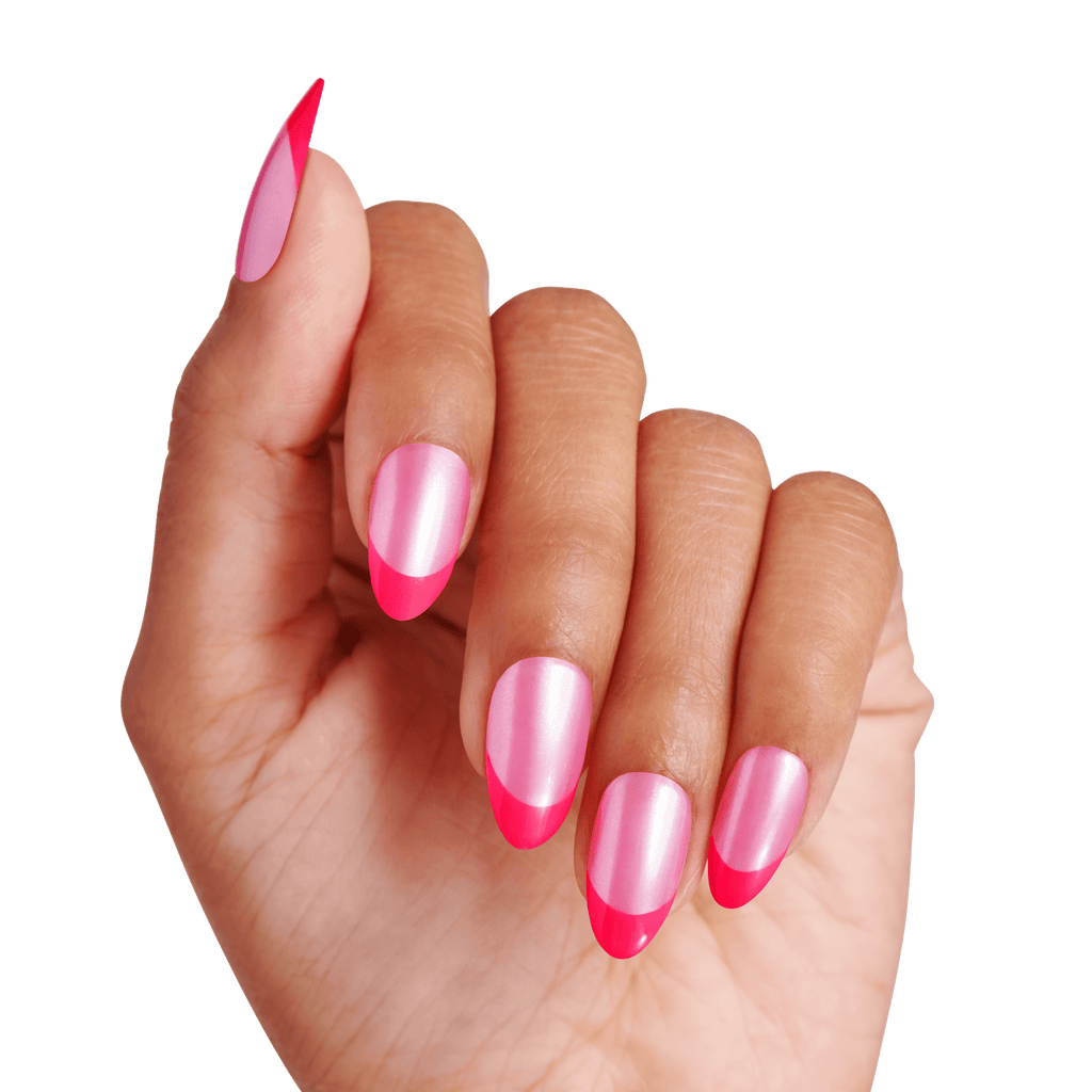Impress Design No Glue Fake Press On Nails - My Daydreams | French Tips, Pink, Medium, Almond, Manicure