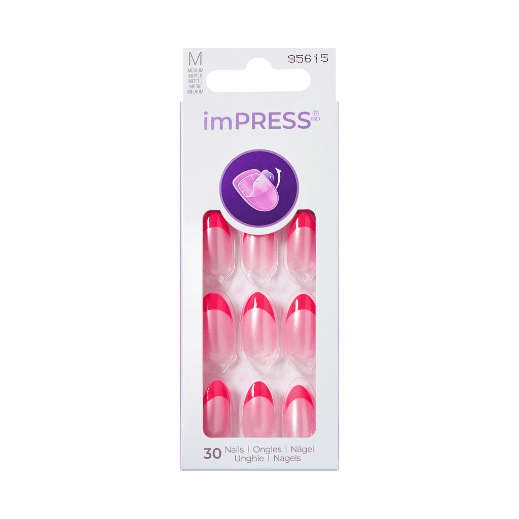 Impress Design No Glue Fake Press On Nails - My Daydreams | French Tips, Pink, Medium, Almond, Manicure