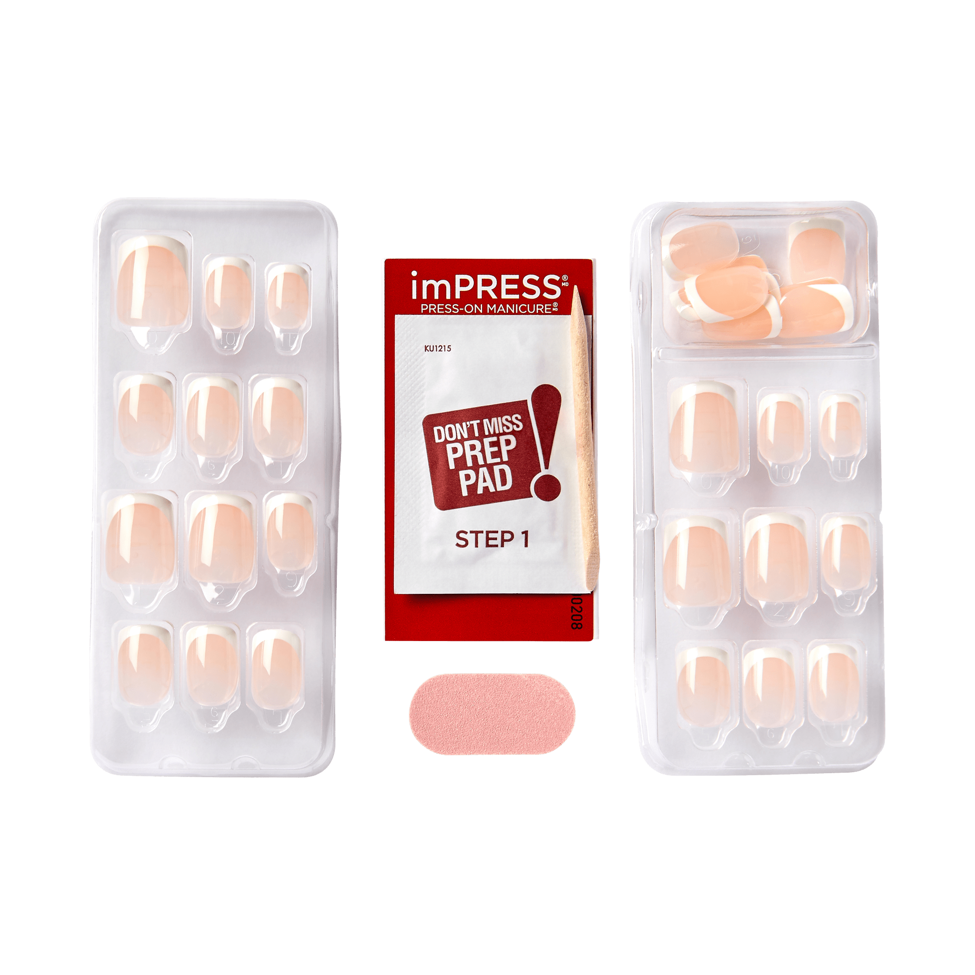 Impress French No Glue Fake Press On Nails - Model | French Tips, White & Neutral, Short, Squoval, Manicure