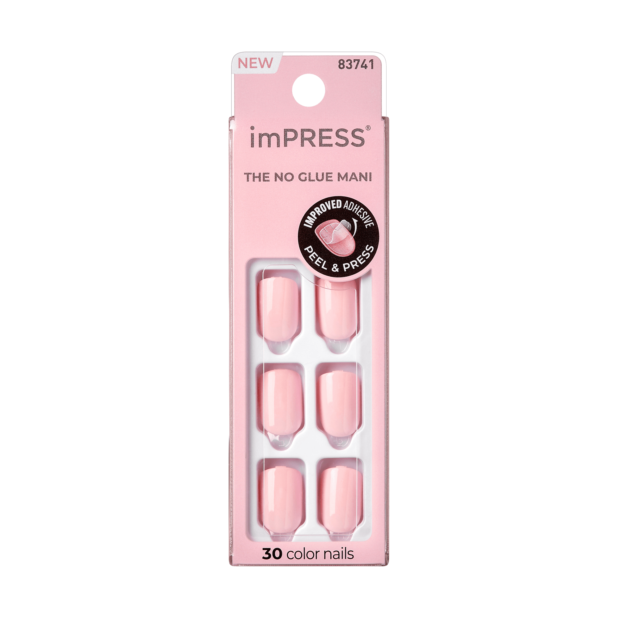 Impress Color No Glue Fake Press On Nails - Pick Me Pink | Solid, Pink, Short, Squoval, Manicure
