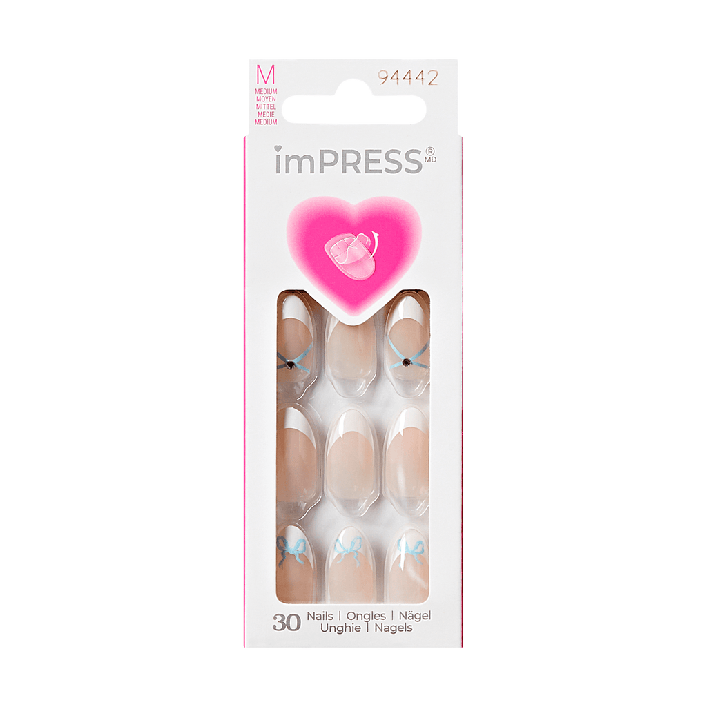 Impress Design No Glue Fake Press On Nails - Hearty | Design, White, Medium, Almond, Manicure